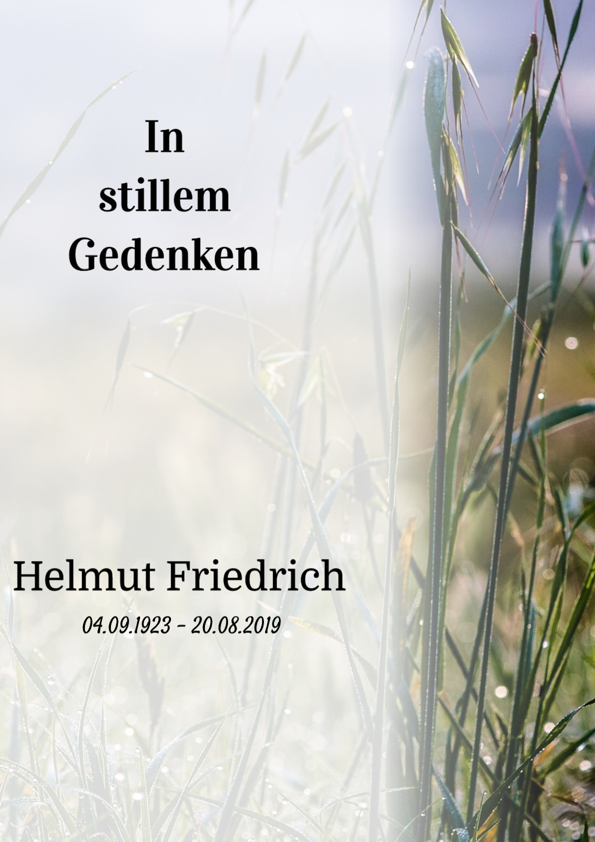 Traueranzeige von Helmut Friedrich