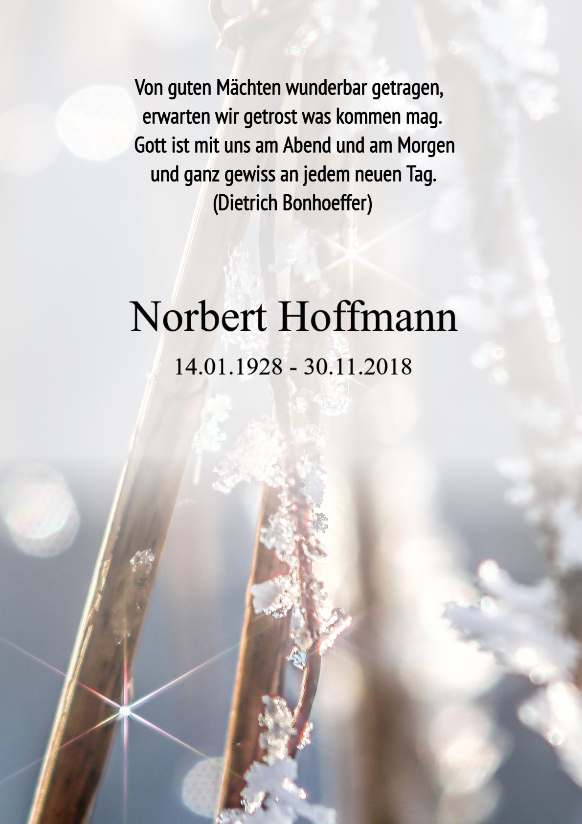 Traueranzeige von Norbert Hoffmann