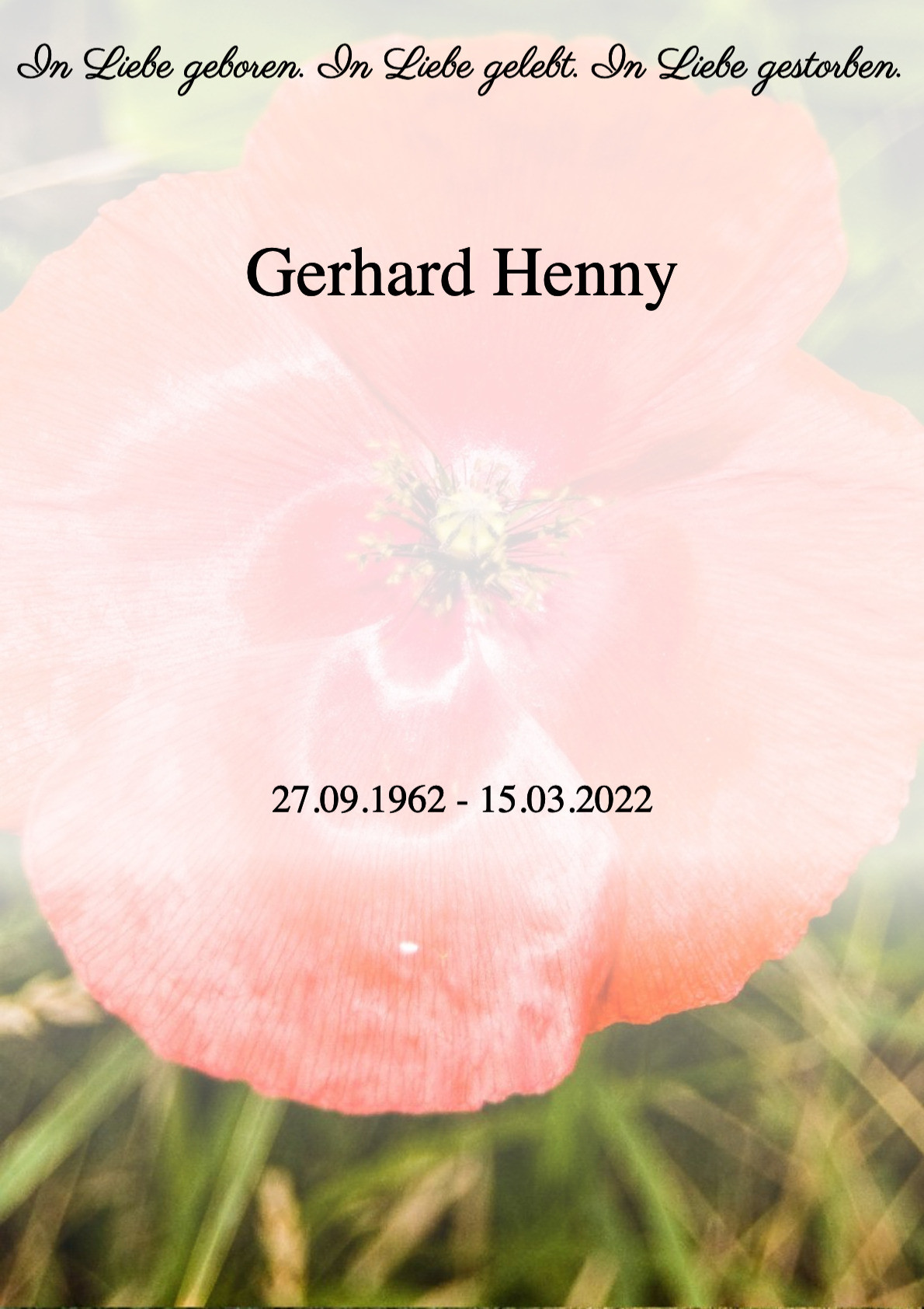 Traueranzeige von Gerhard Henny