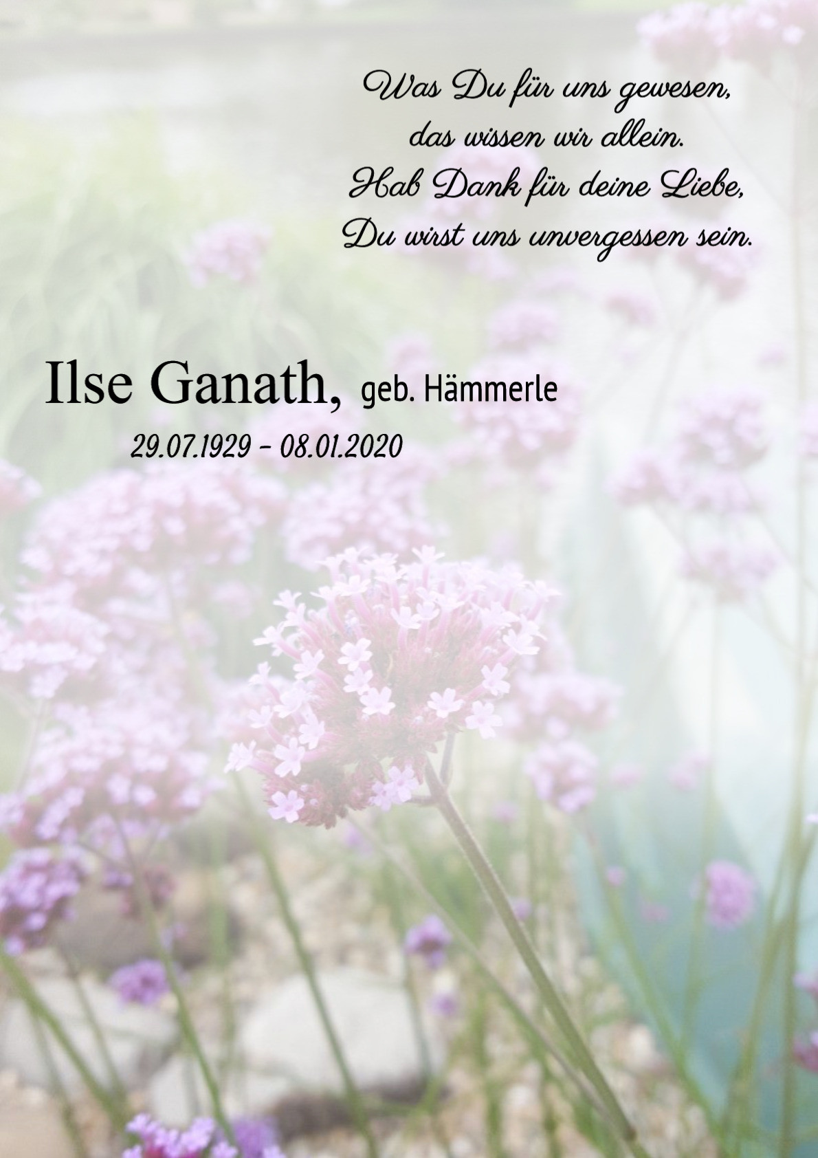 Traueranzeige von Ilse Ganath