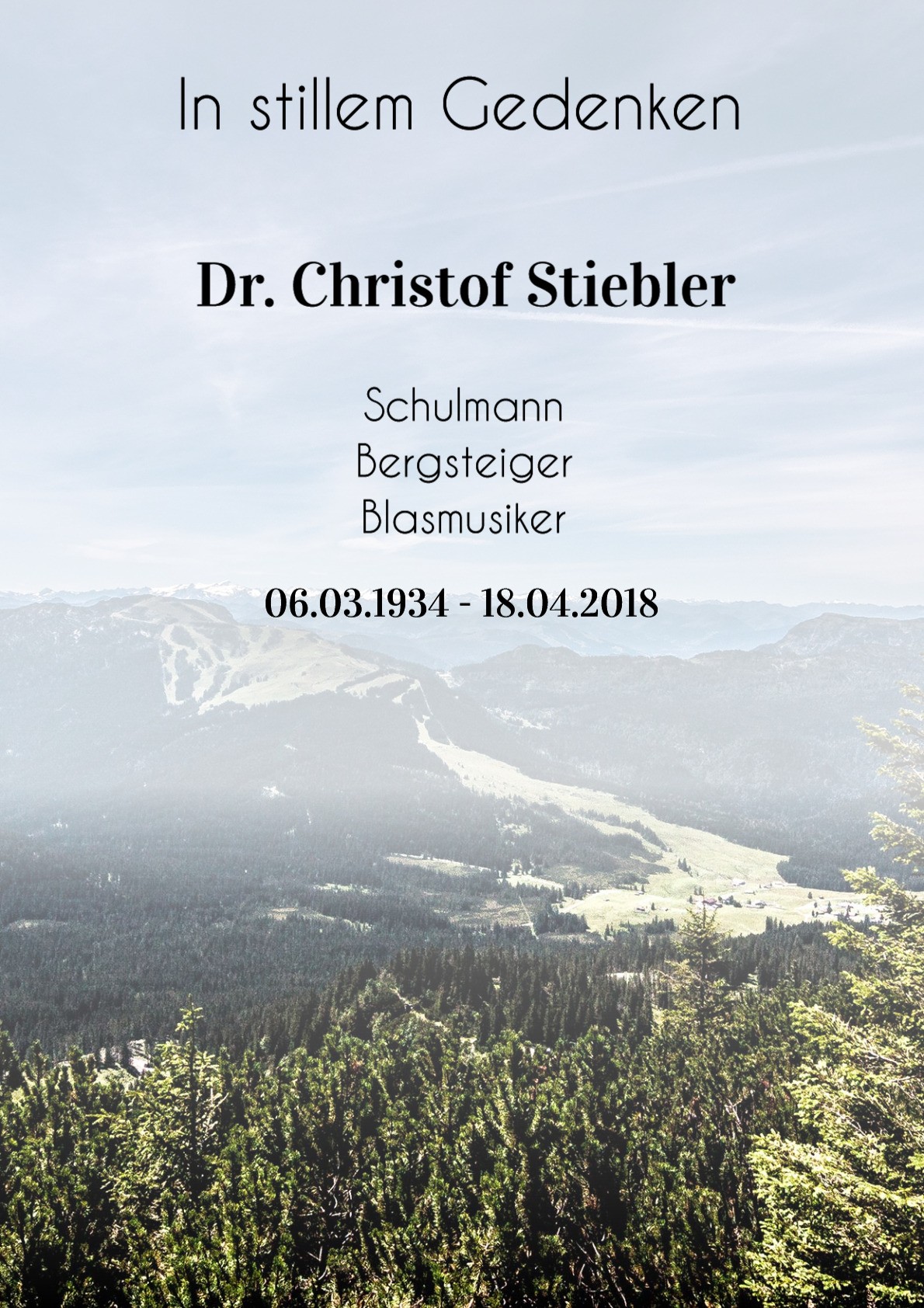 Traueranzeige von Dr. Christof Stiebler