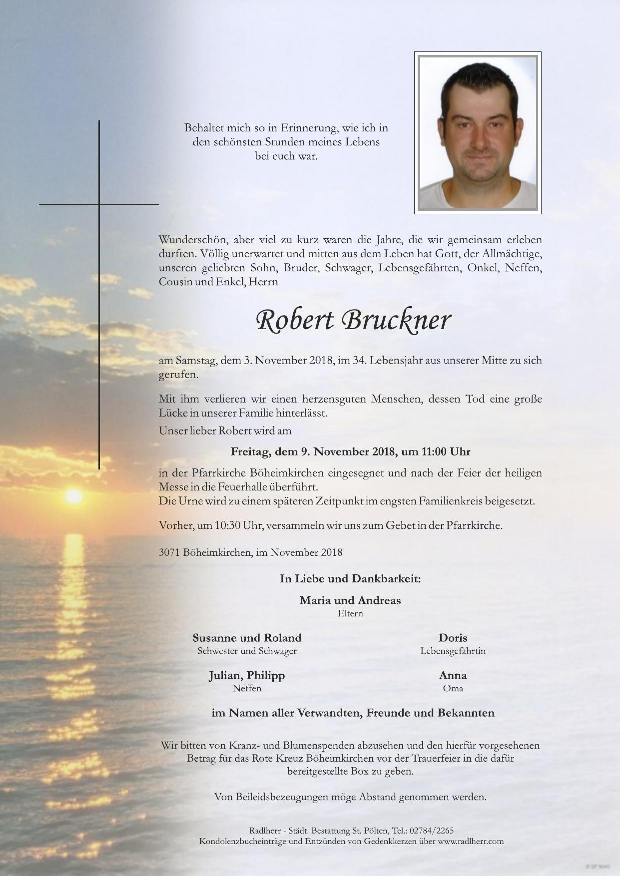 Traueranzeige von Robert Bruckner