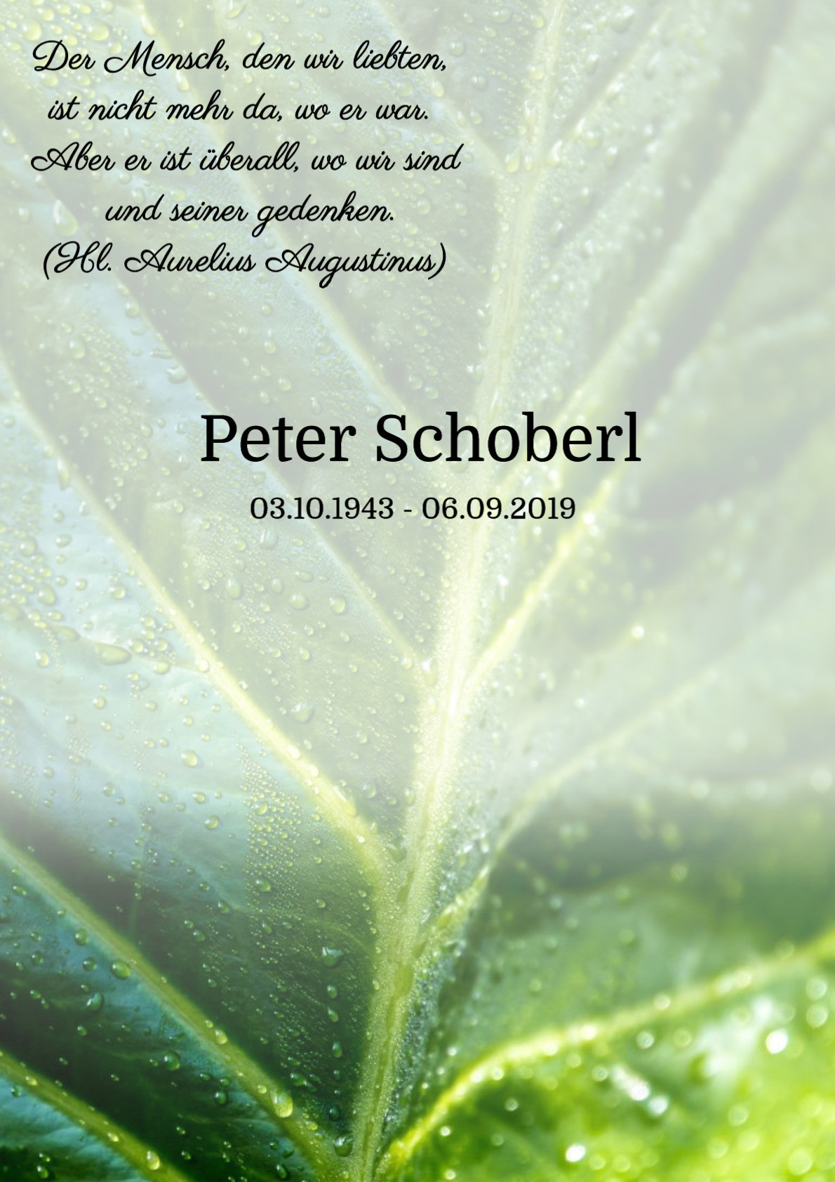 Traueranzeige von Peter Schoberl