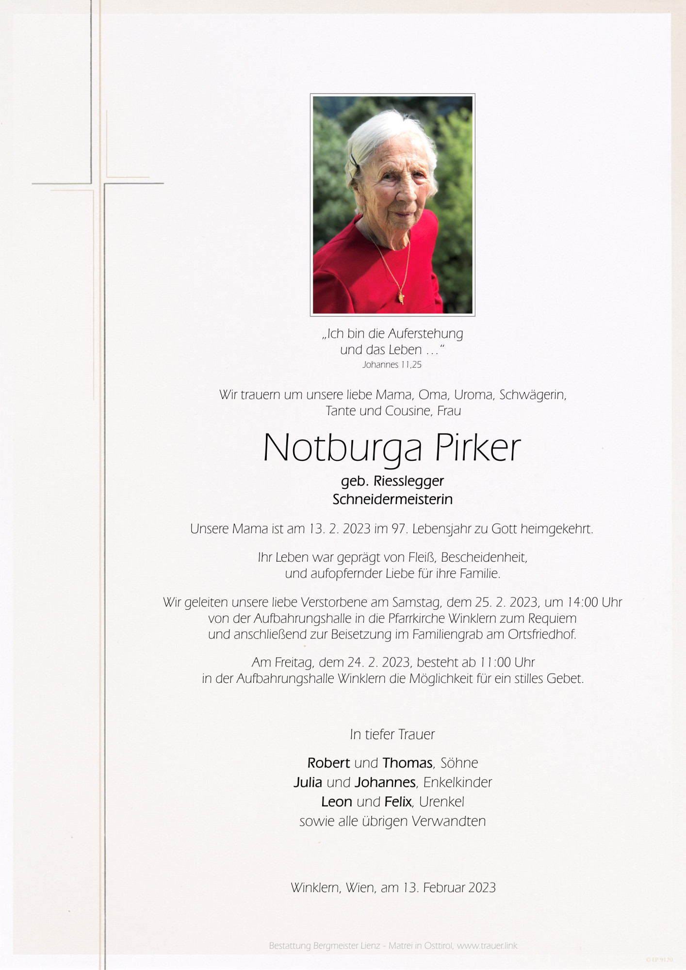 Traueranzeige von Notburga Pirker