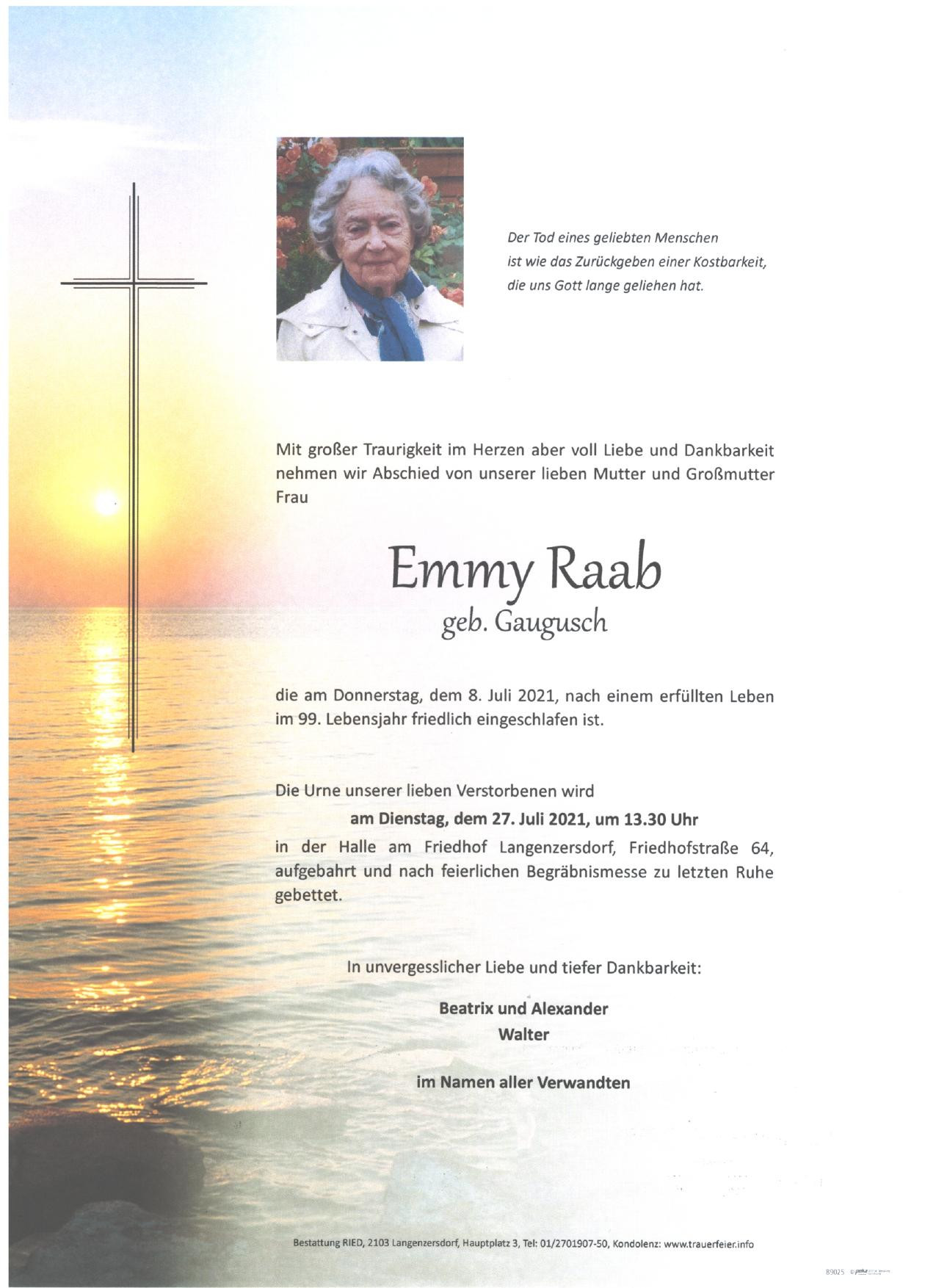 Traueranzeige von Emma Raab