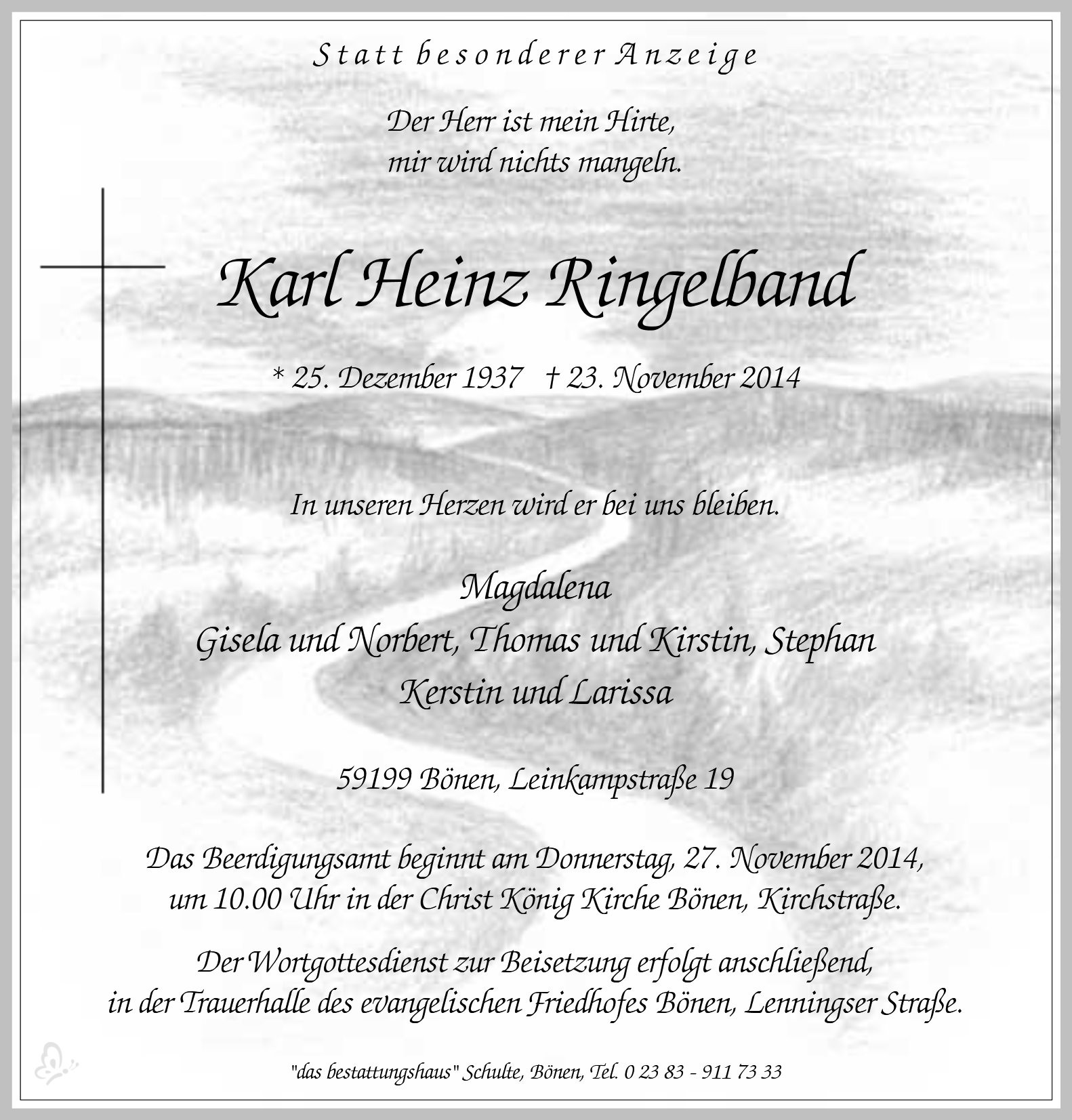 Traueranzeige von Karl Heinz Ringelband