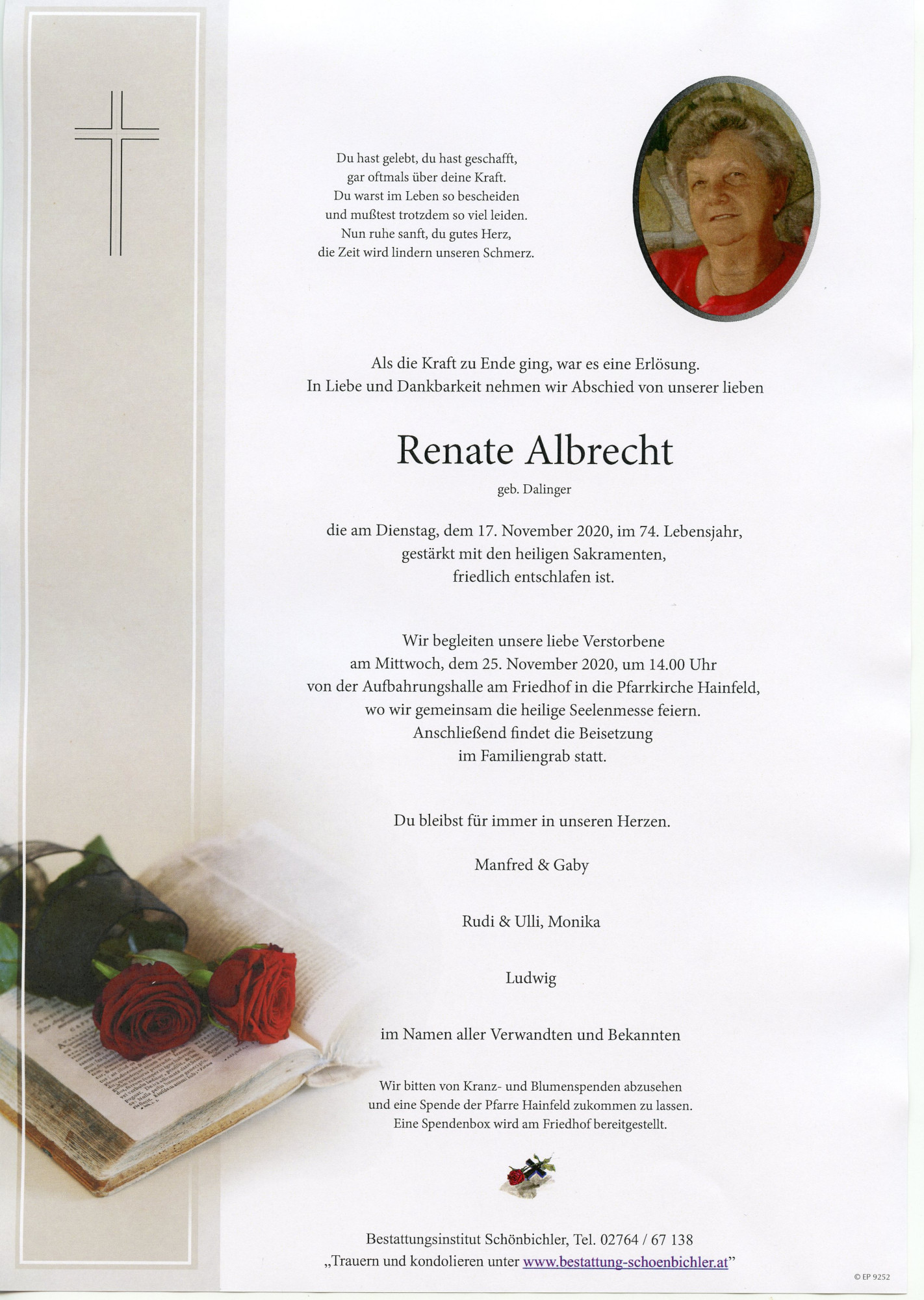 Traueranzeige von Renate Albrecht