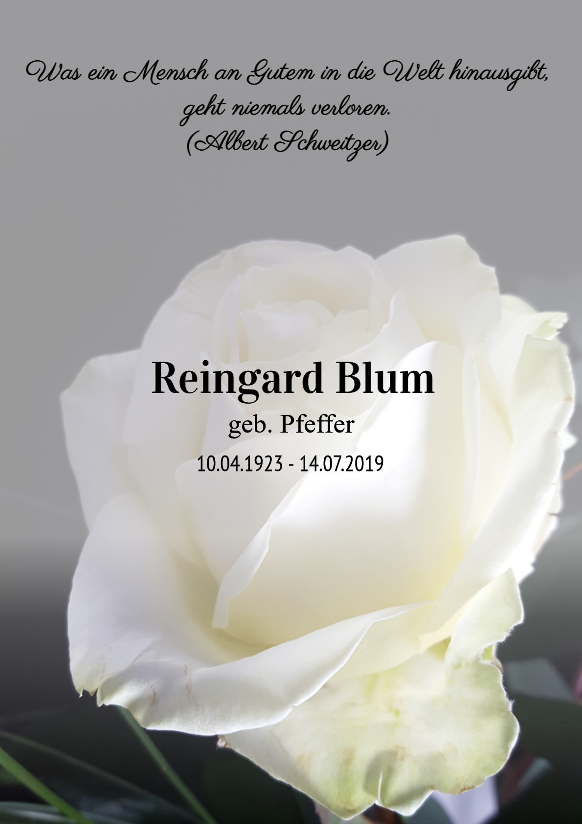 Traueranzeige von Reingard Blum
