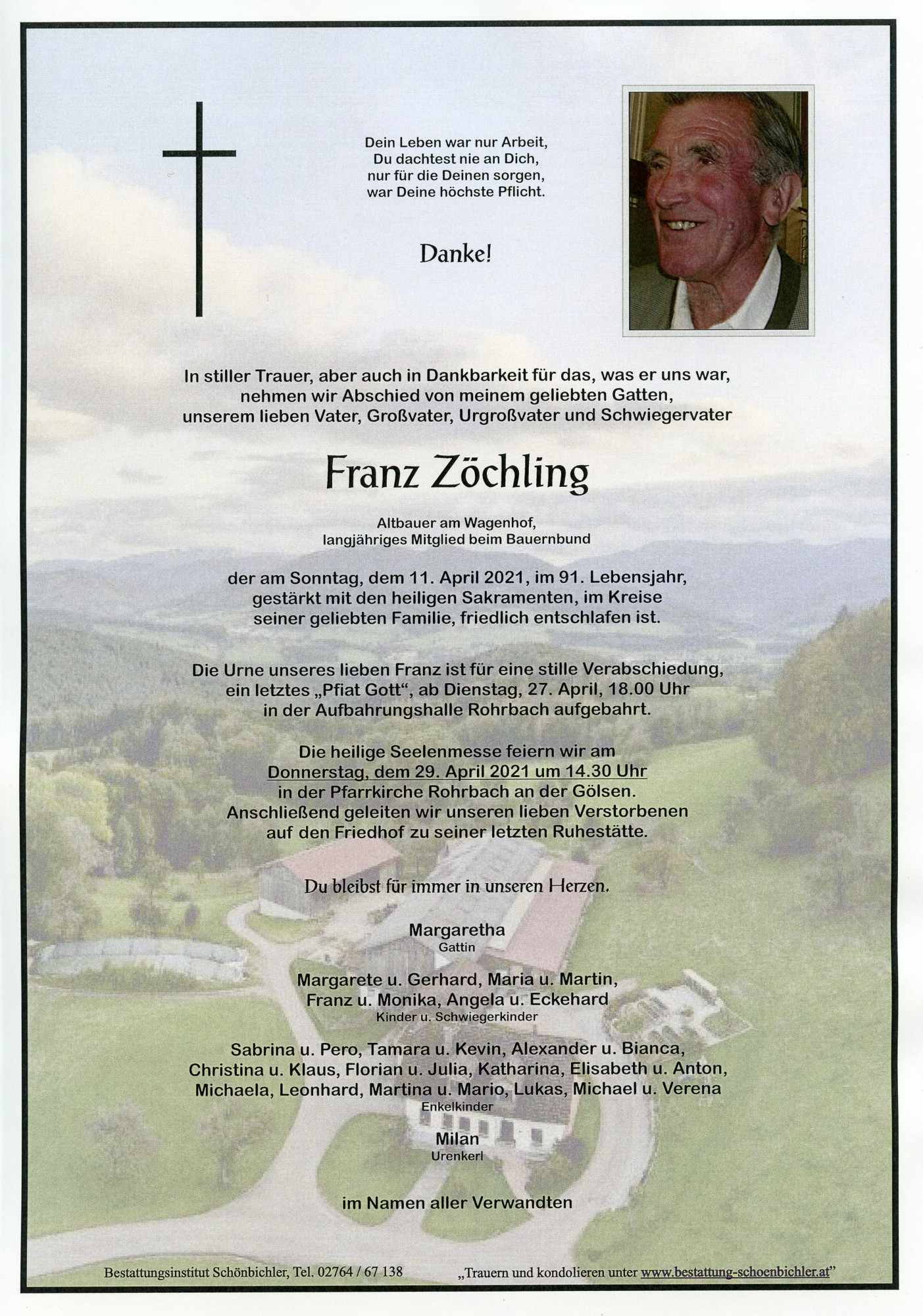 Traueranzeige von Franz Zöchling