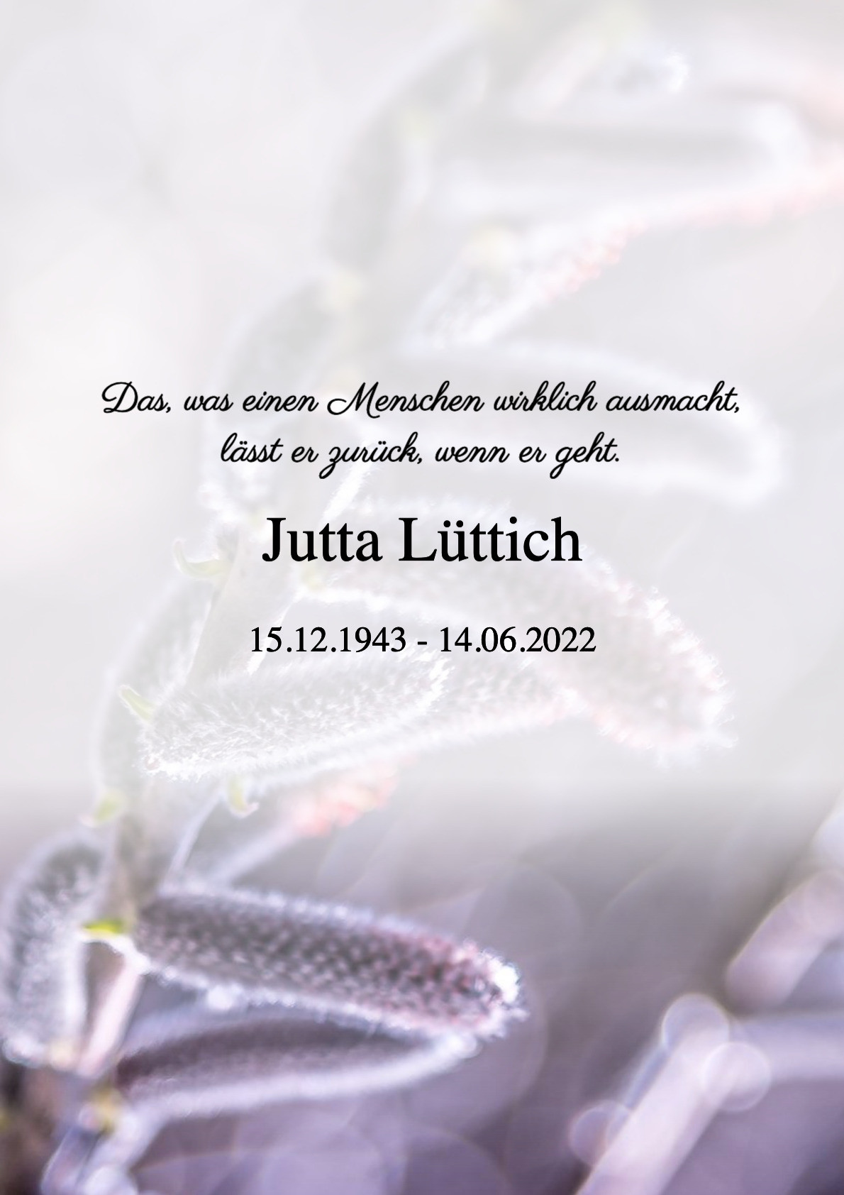 Traueranzeige von Jutta Lüttich