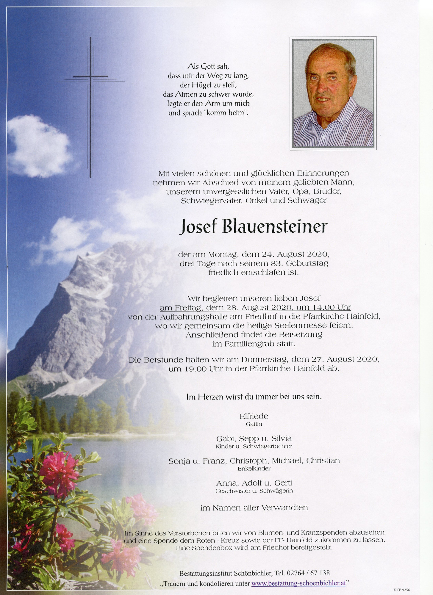 Traueranzeige von Josef Blauensteiner