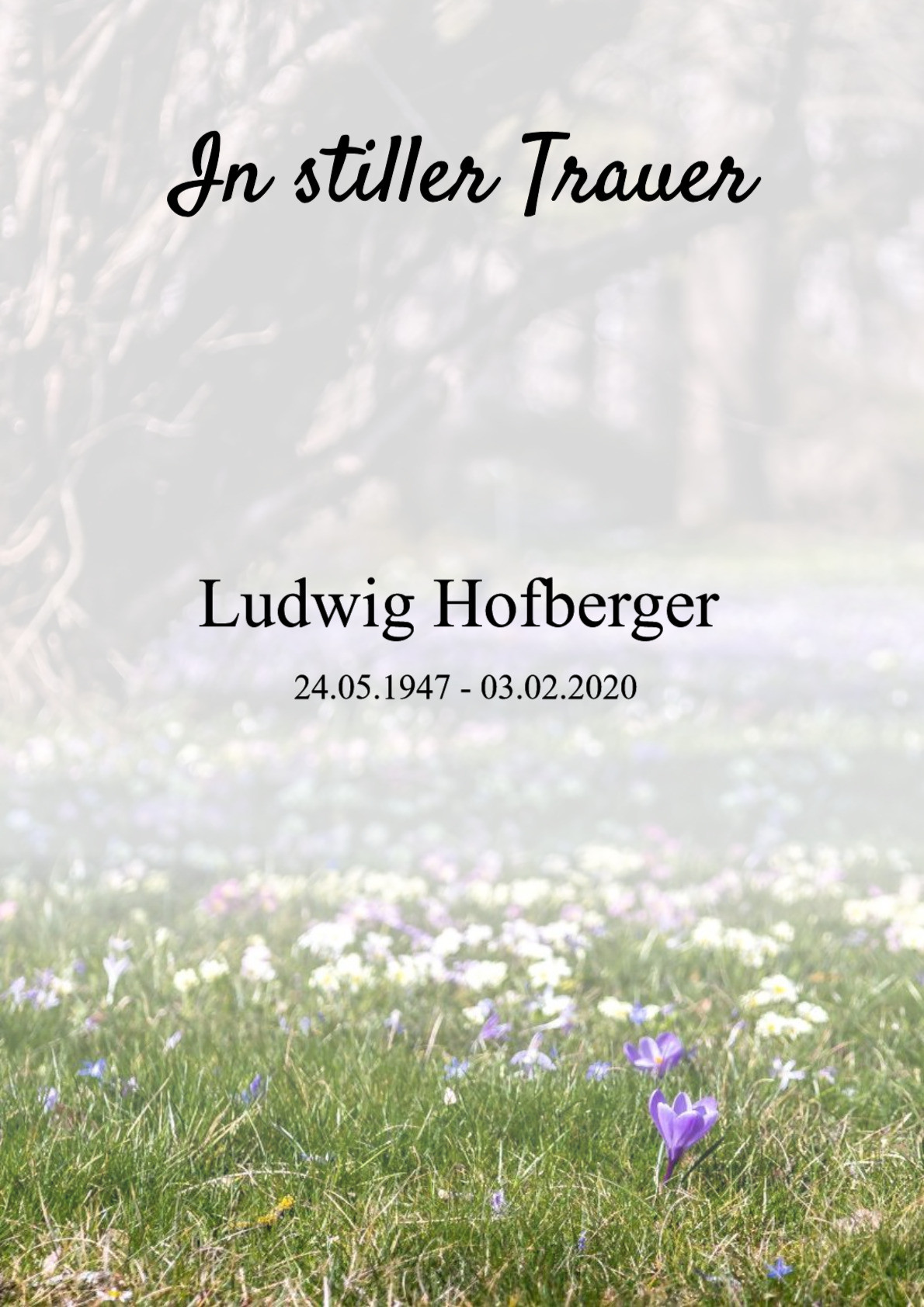 Traueranzeige von Ludwig Hofberger