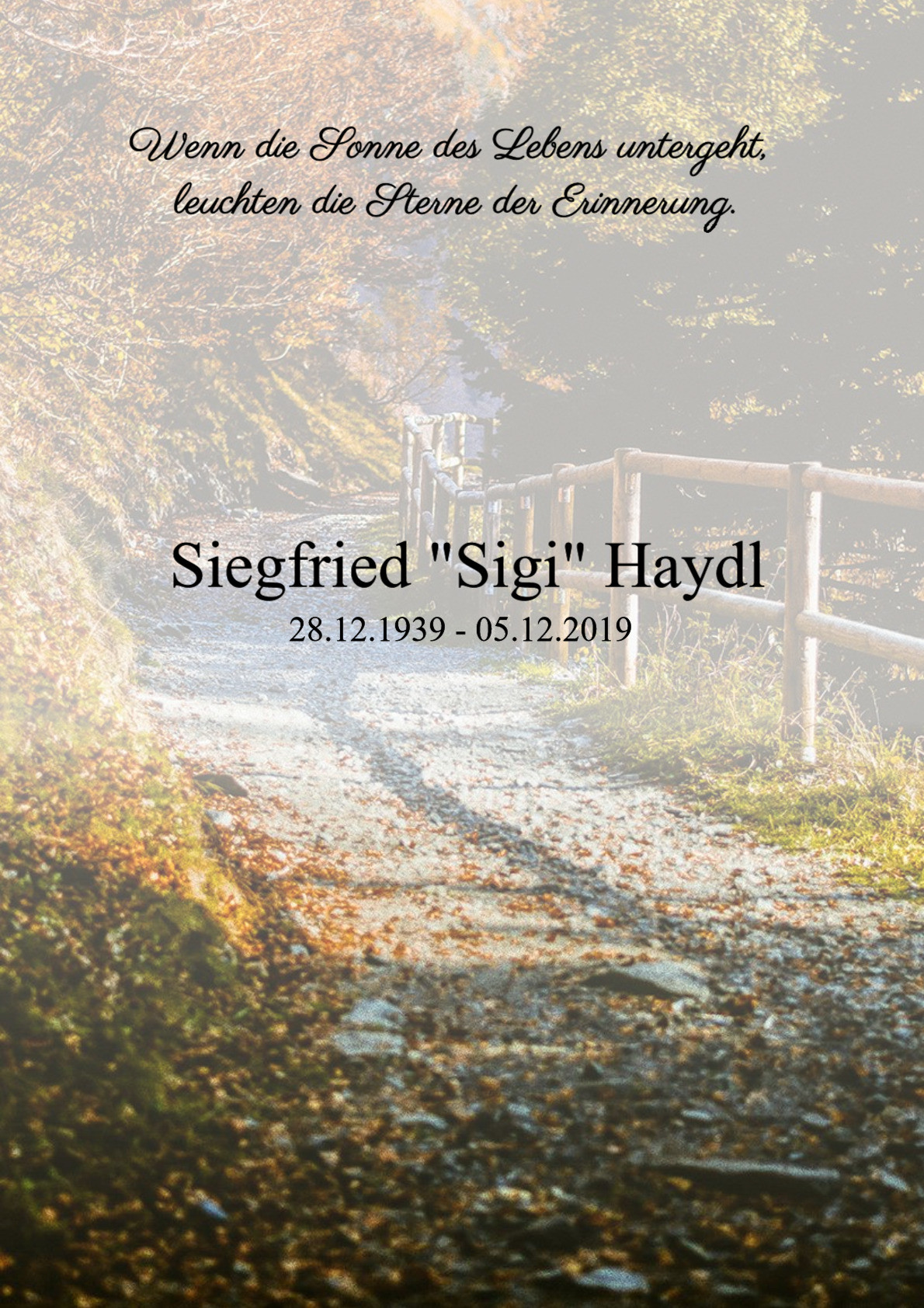 Traueranzeige von Siegfried "Sigi" Haydl