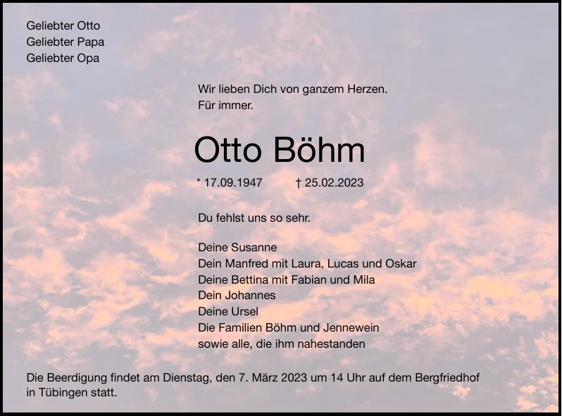 Traueranzeige von Otto Böhm