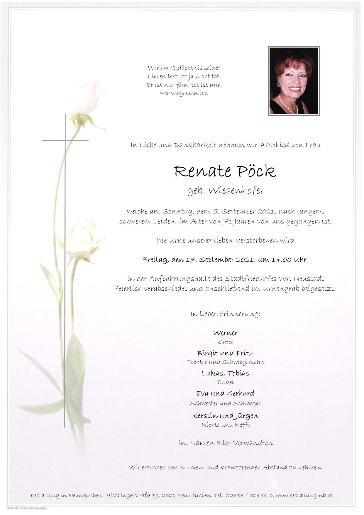 Traueranzeige von Renate Pöck