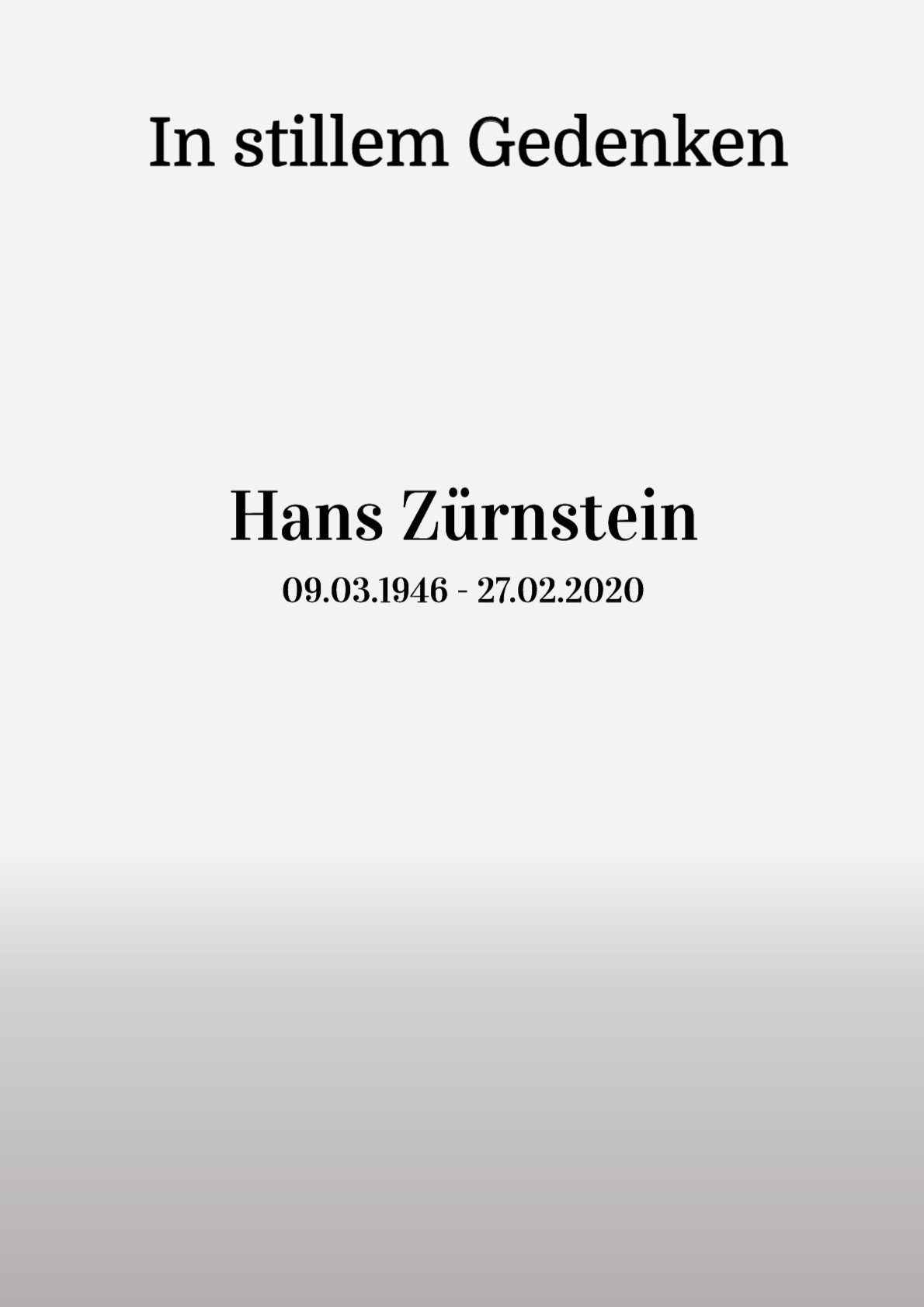 Traueranzeige von Hans Zürnstein
