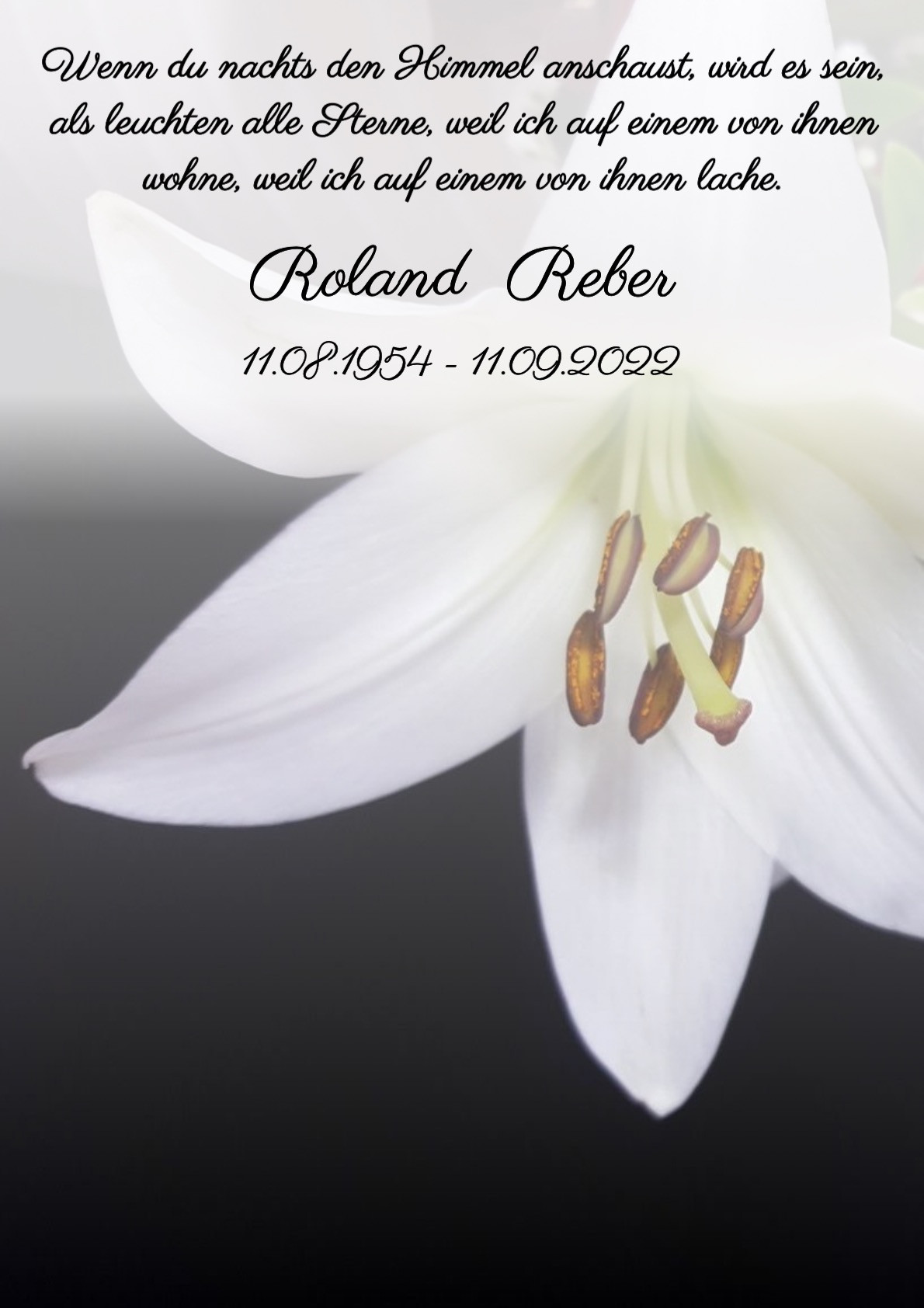 Traueranzeige von Roland Reber