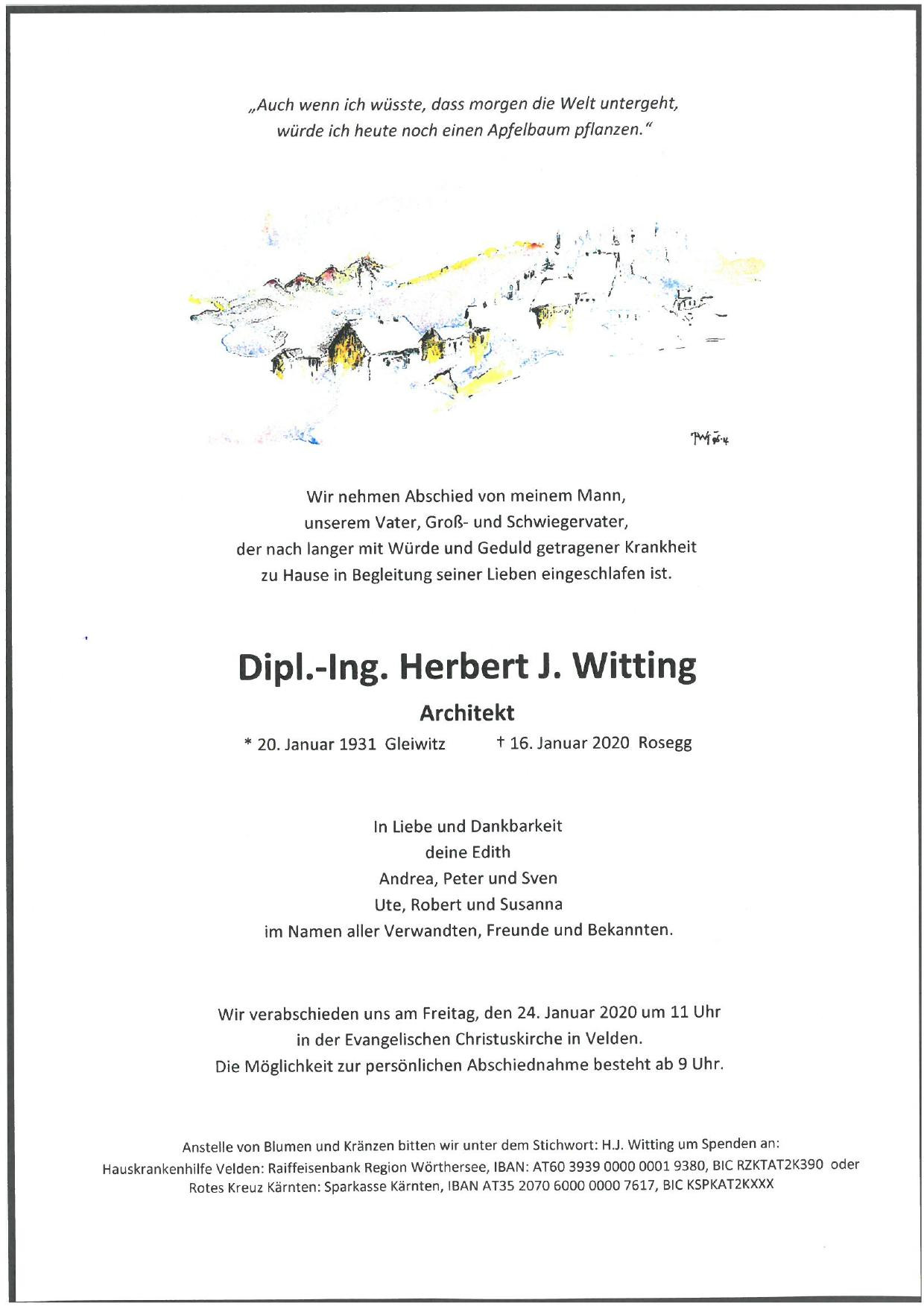 Traueranzeige von Dipl-Ing. Herbert J. Witting