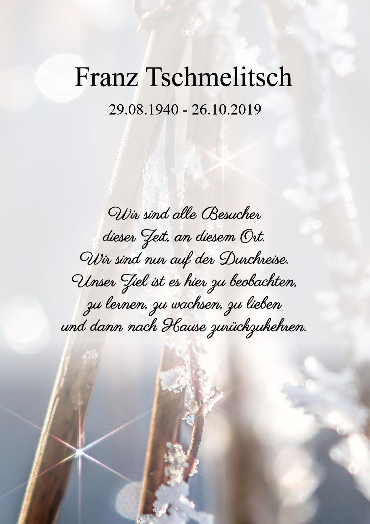 Traueranzeige von Franz Tschmelitsch
