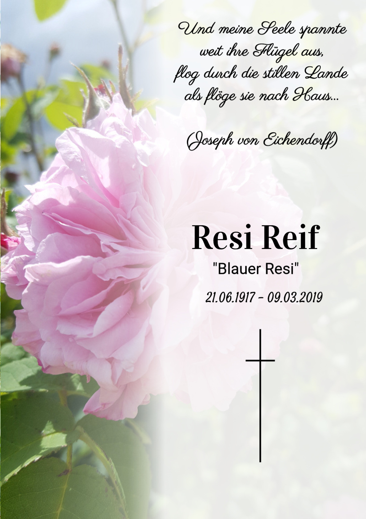 Traueranzeige von Resi Reif