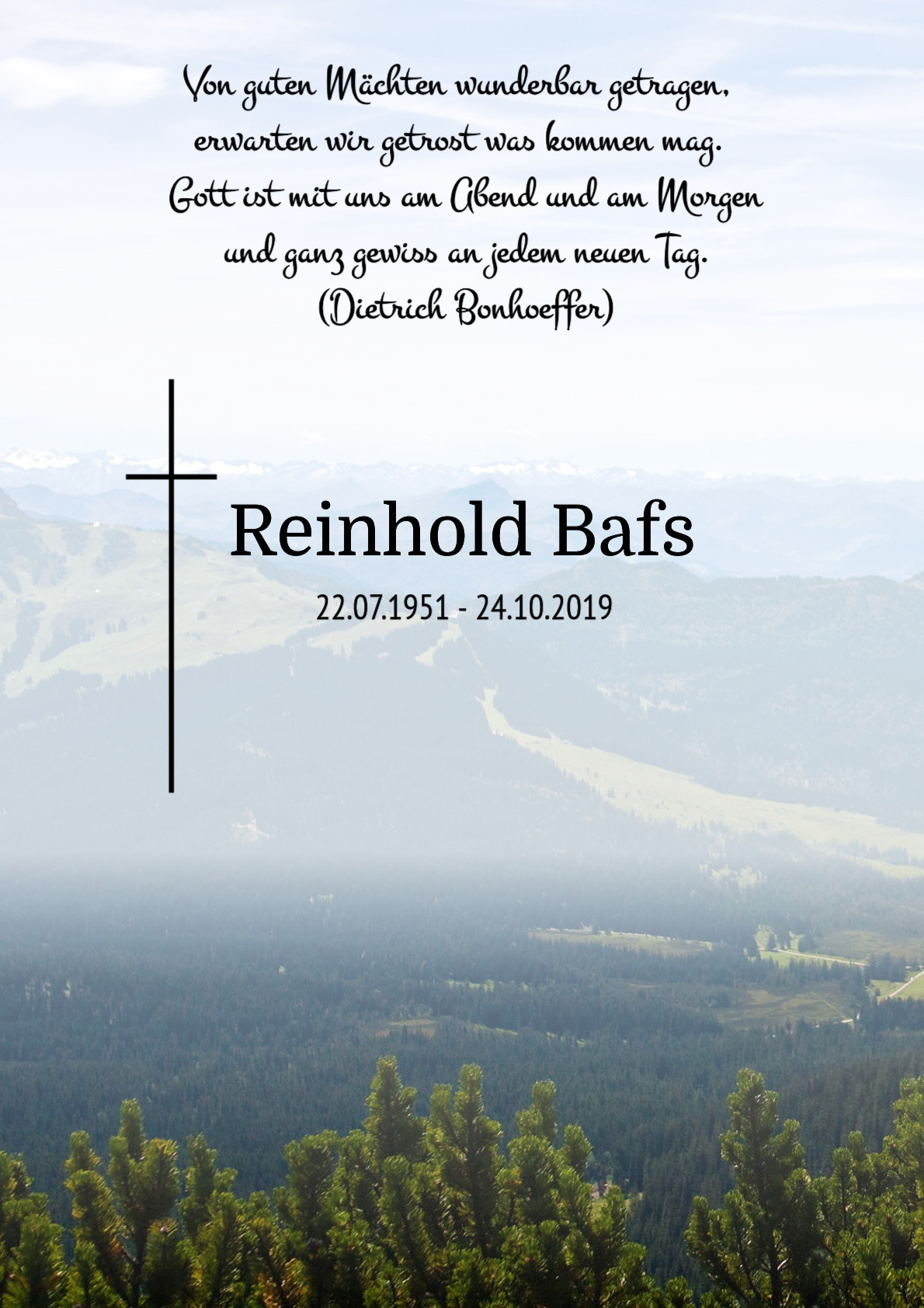 Traueranzeige von Reinhold Bafs