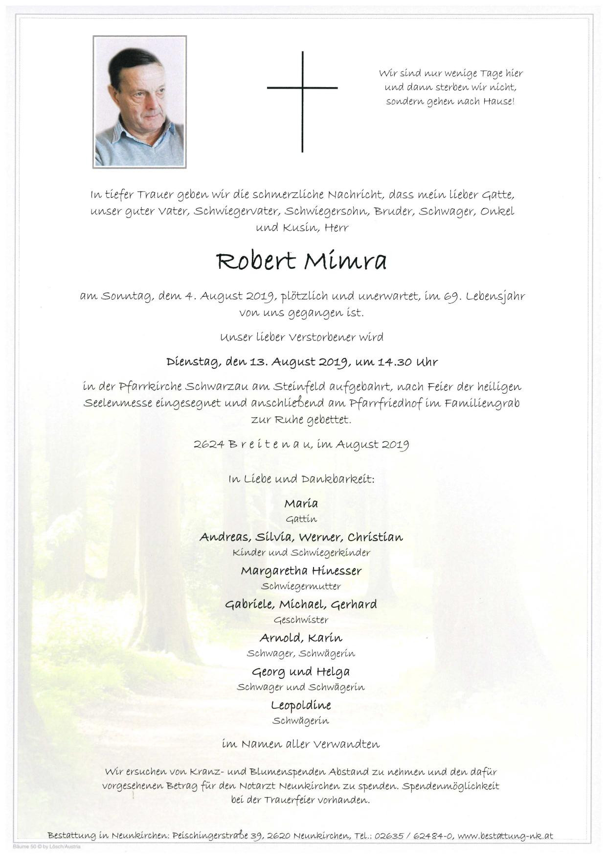 Traueranzeige von Robert Mimra