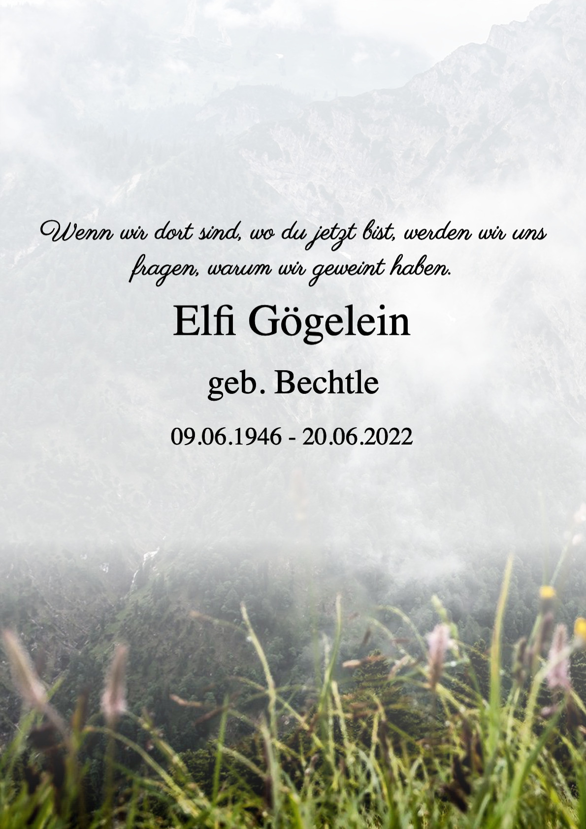 Traueranzeige von Elfi Gögelein