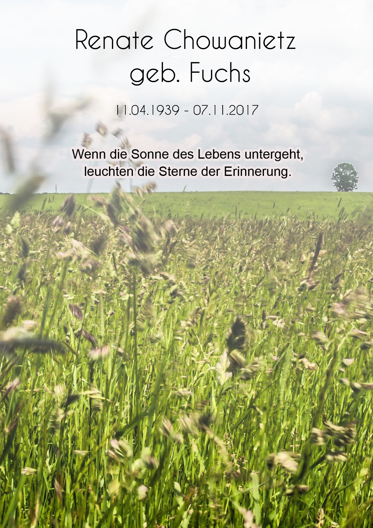 Traueranzeige von Renate Chowanietz