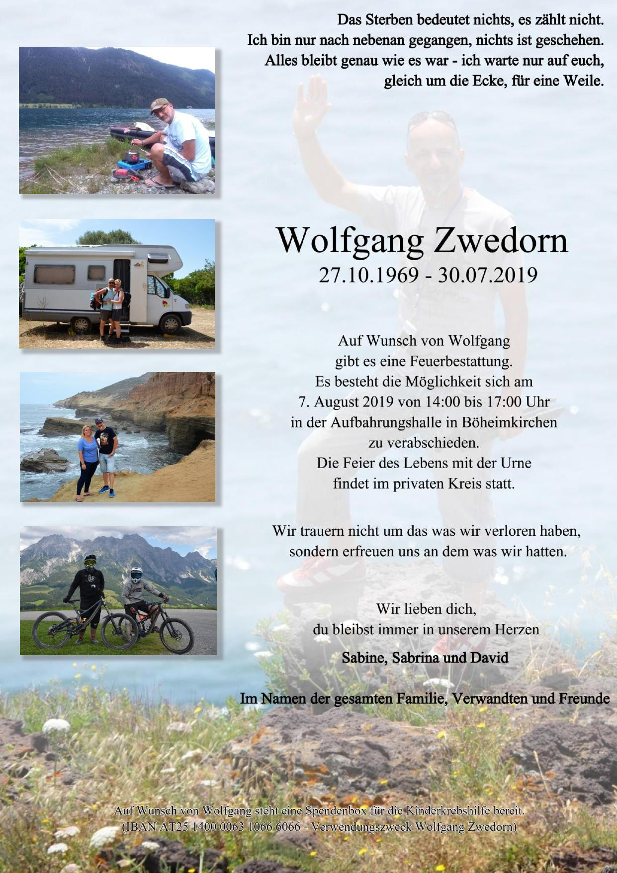 Traueranzeige von Wolfgang Zwedorn
