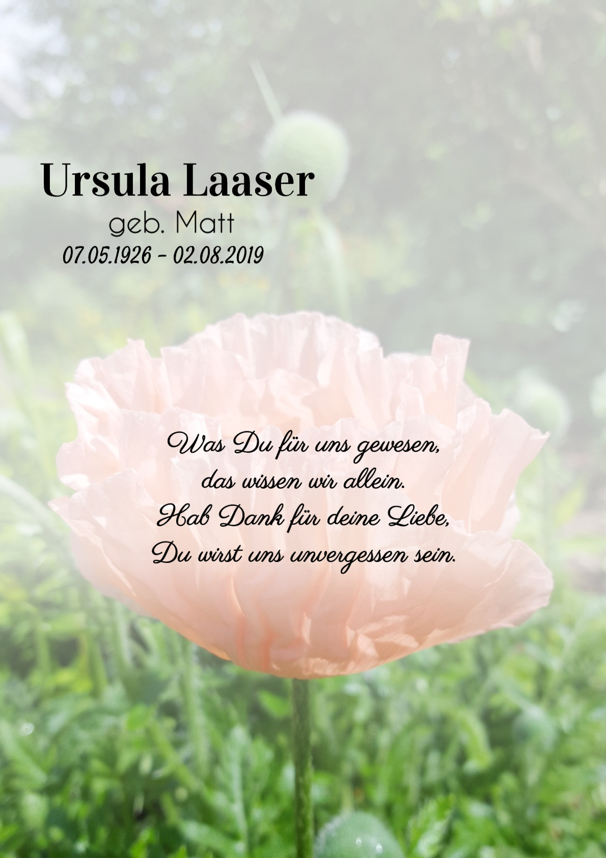 Traueranzeige von Ursula Laaser