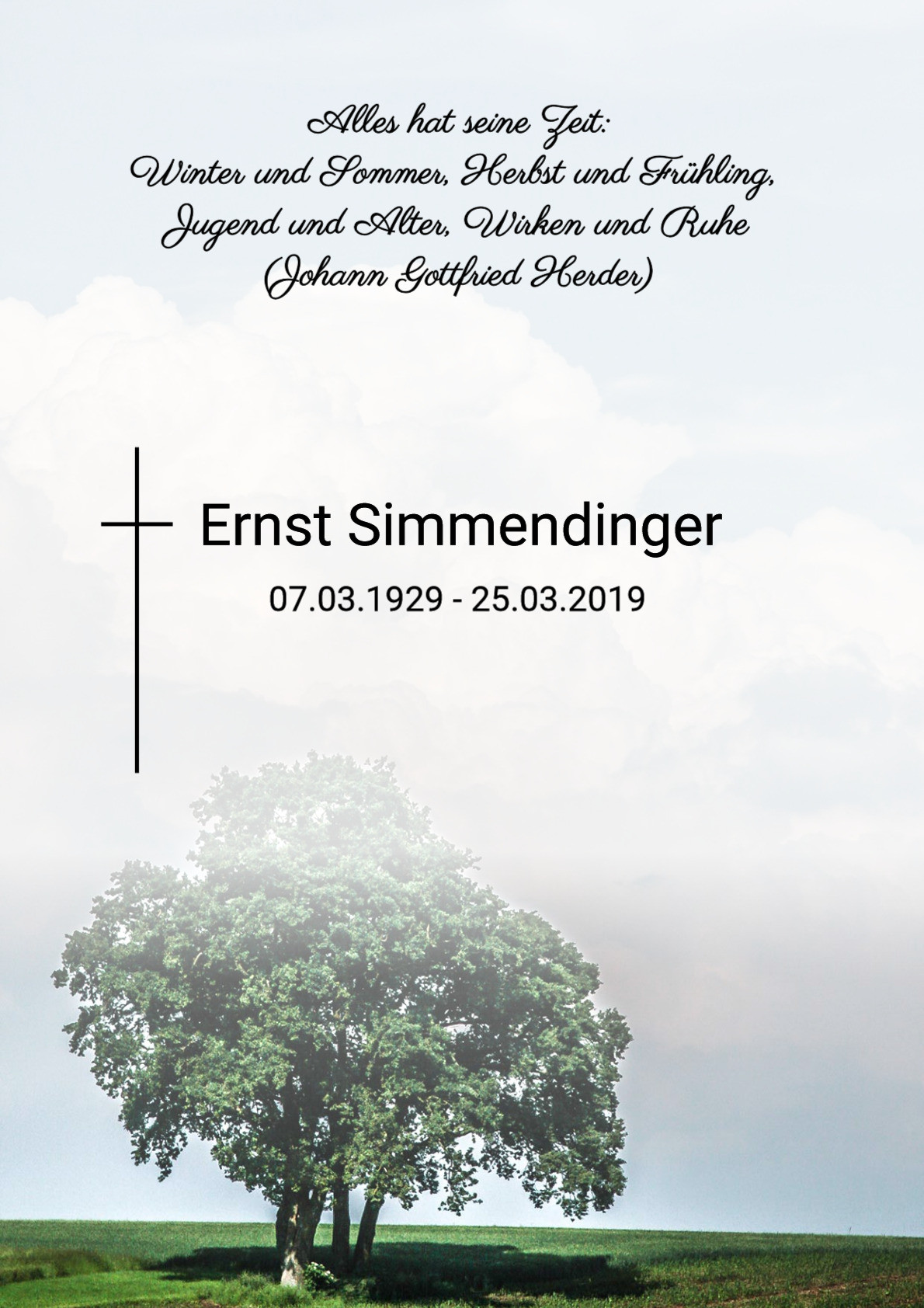 Traueranzeige von Ernst Simmendinger