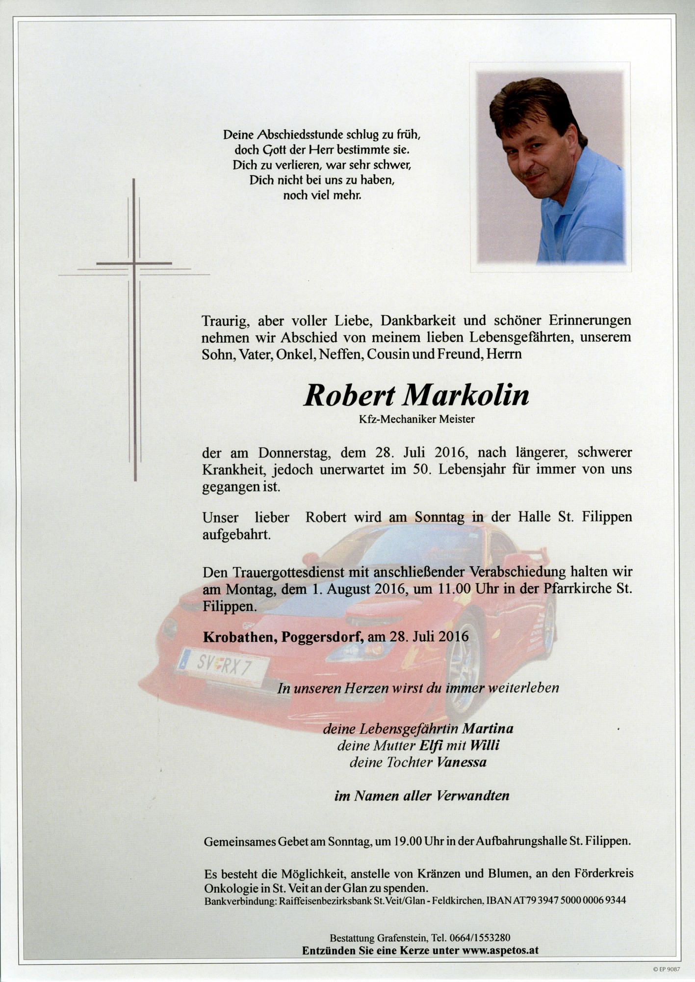 Traueranzeige von Robert Markolin