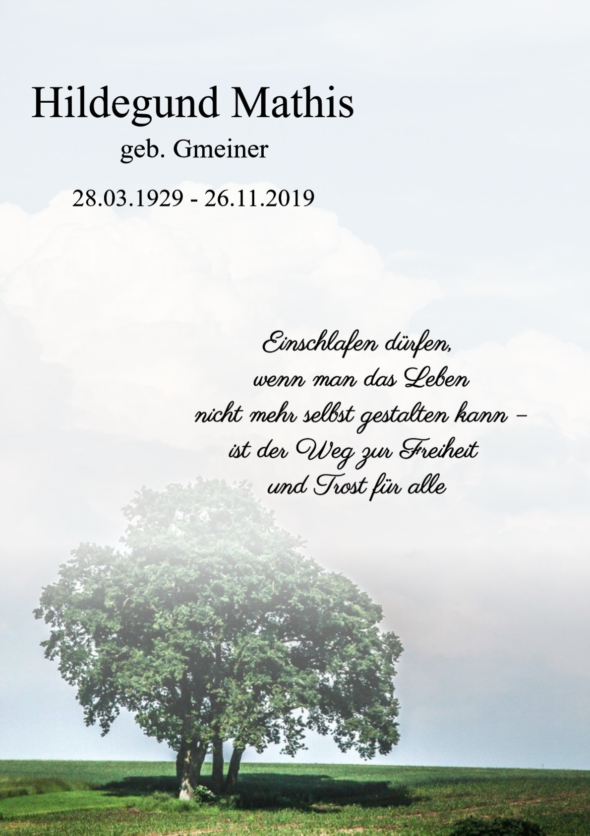 Traueranzeige von Hildegund Mathis