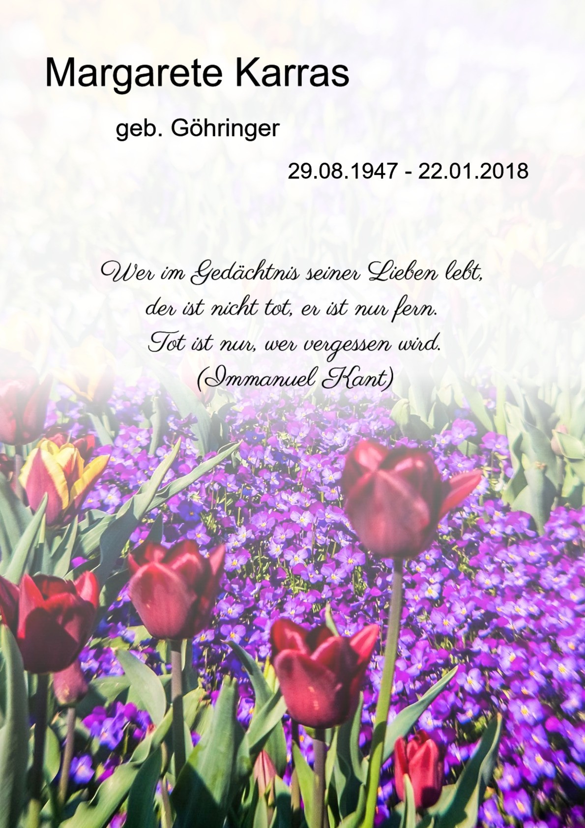 Traueranzeige von Margarete Karras