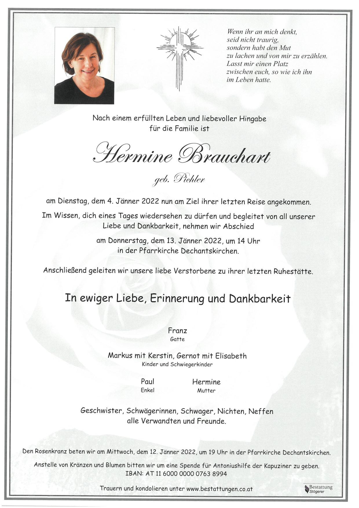 Traueranzeige von Hermine Brauchart