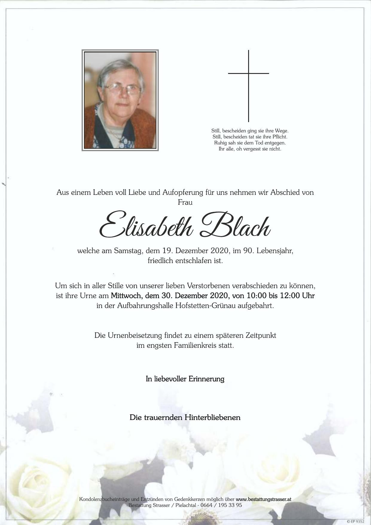 Traueranzeige von Elisabeth Blach