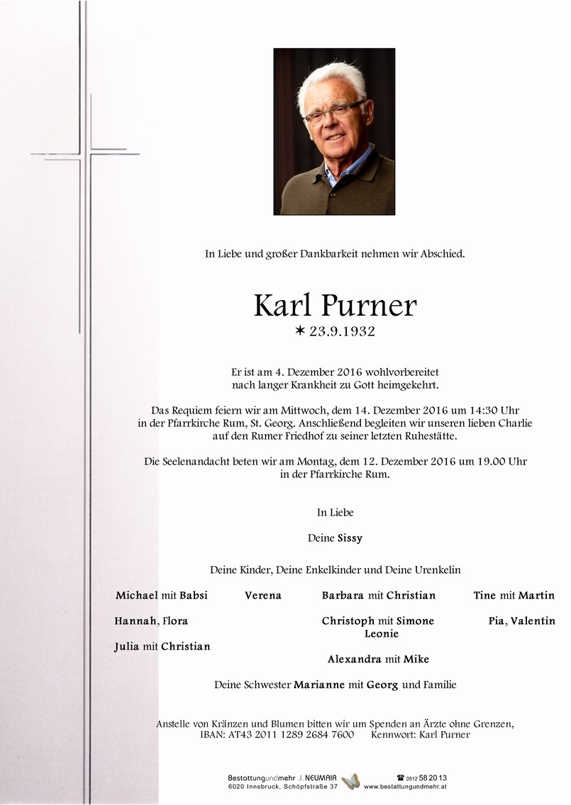 Traueranzeige von Karl Purner