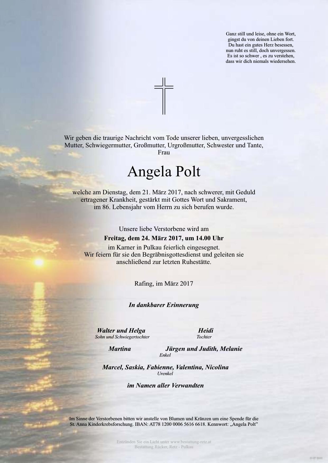 Traueranzeige von Angela Polt
