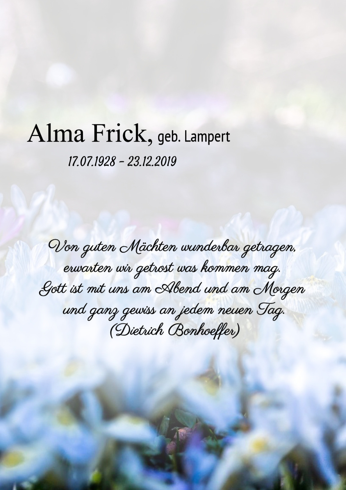Traueranzeige von Alma Frick