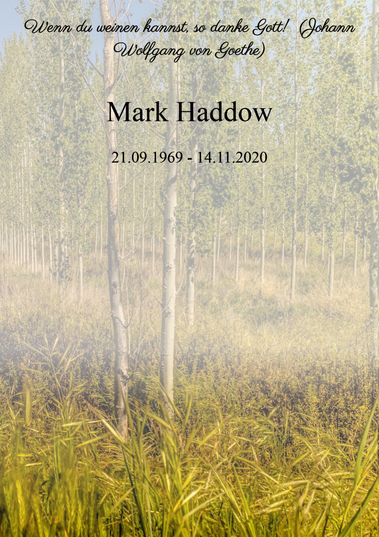 Traueranzeige von Mark Haddow