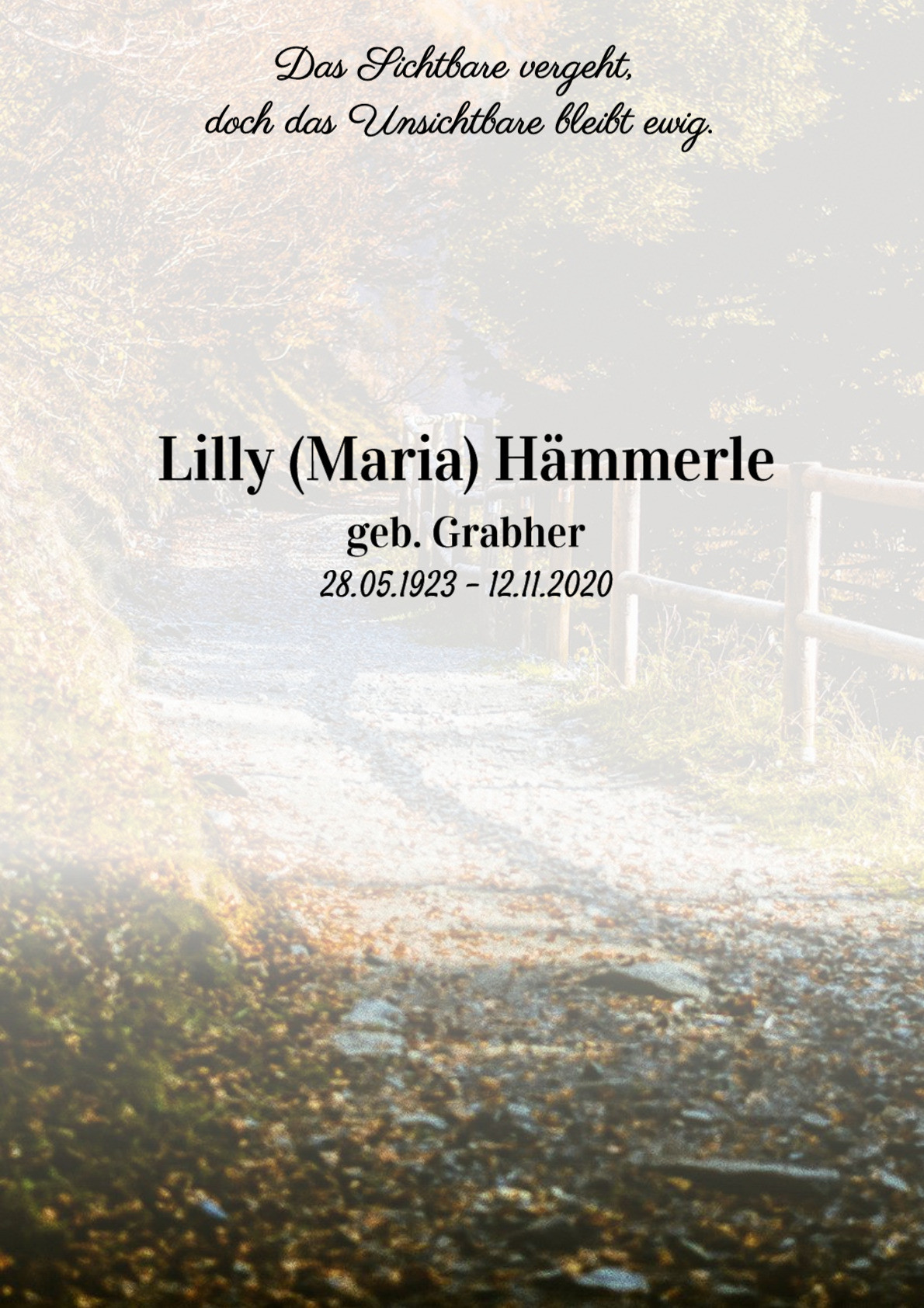 Traueranzeige von Lilly (Maria) Hämmerle