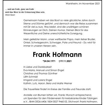 Traueranzeige von Frank Hofmann