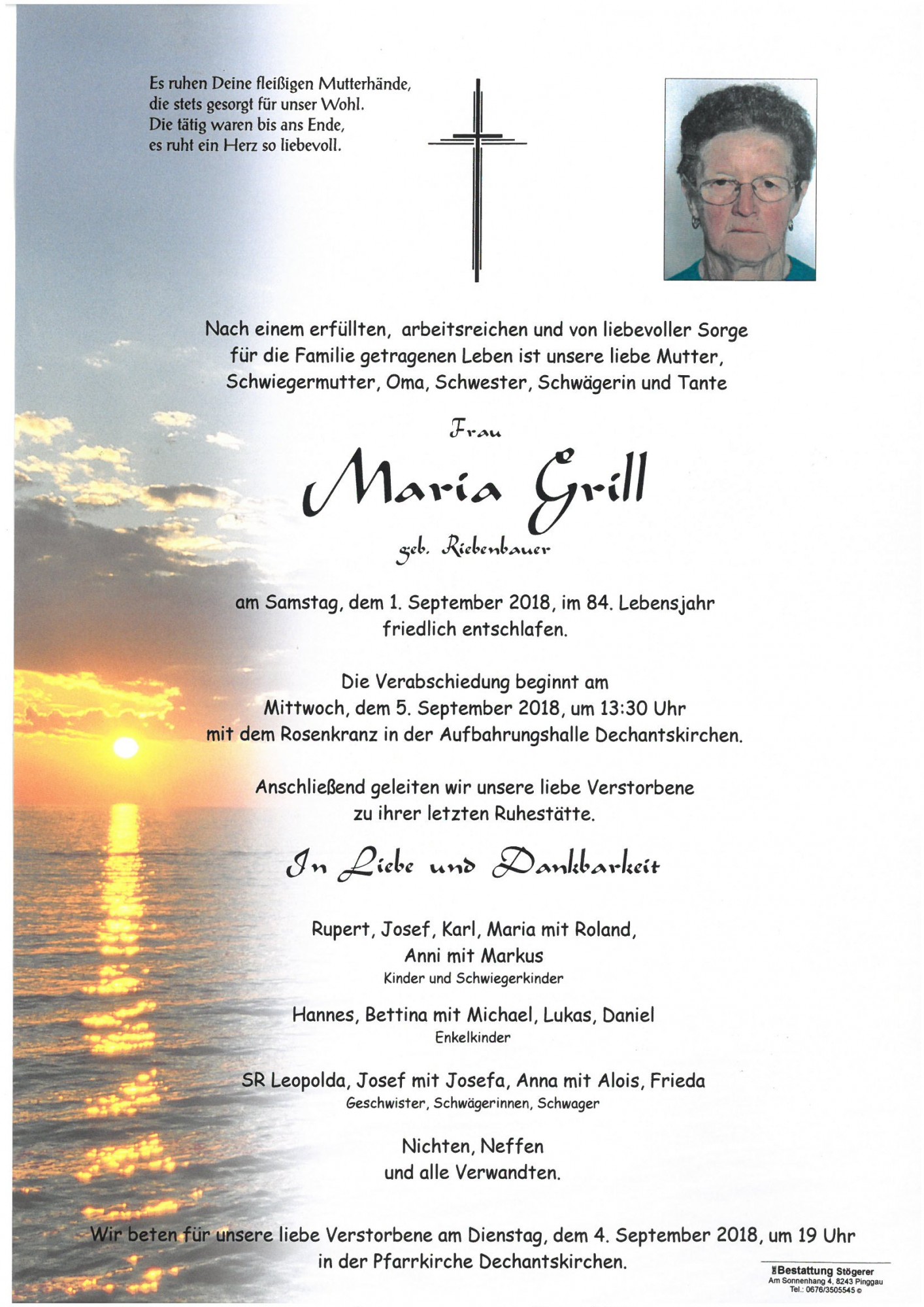 Traueranzeige von Maria Grill