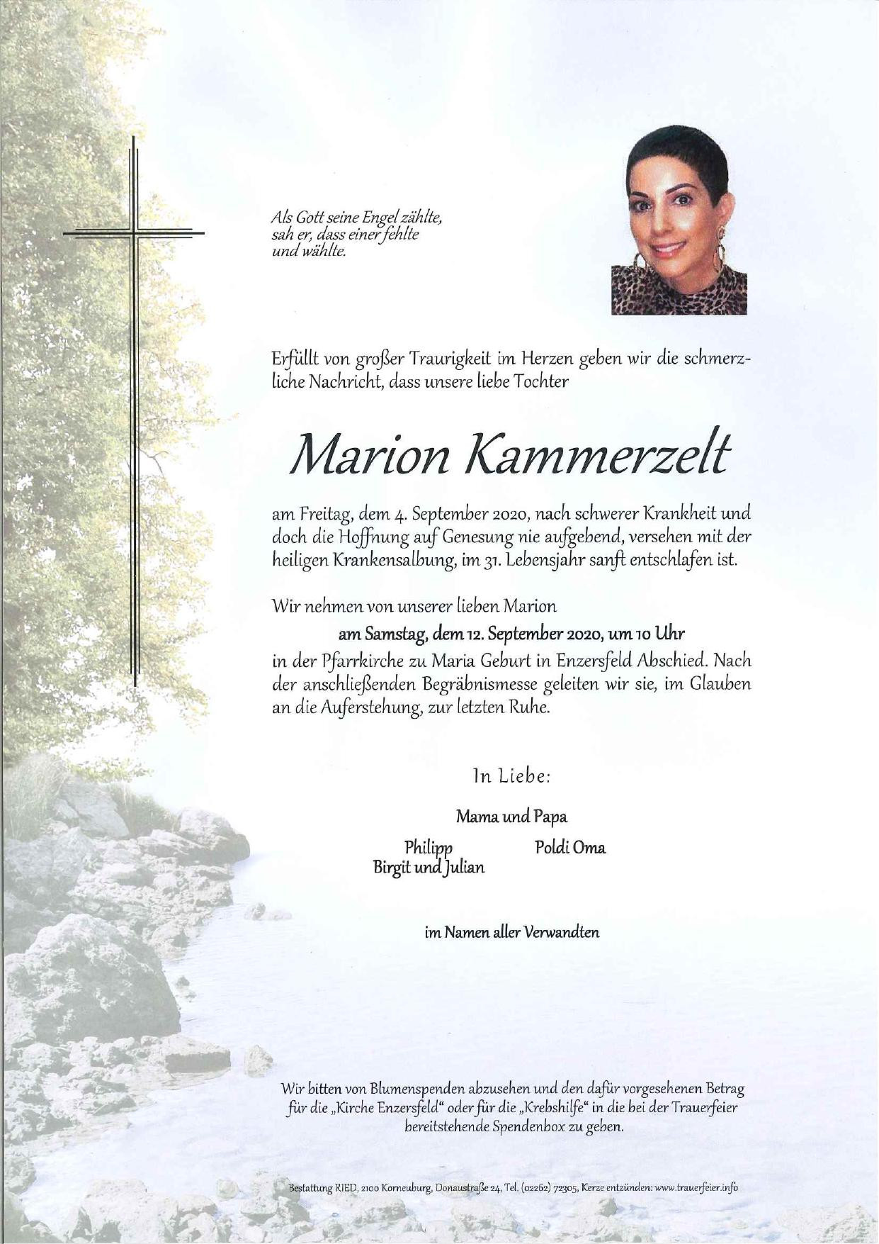 Traueranzeige von Marion Kammerzelt