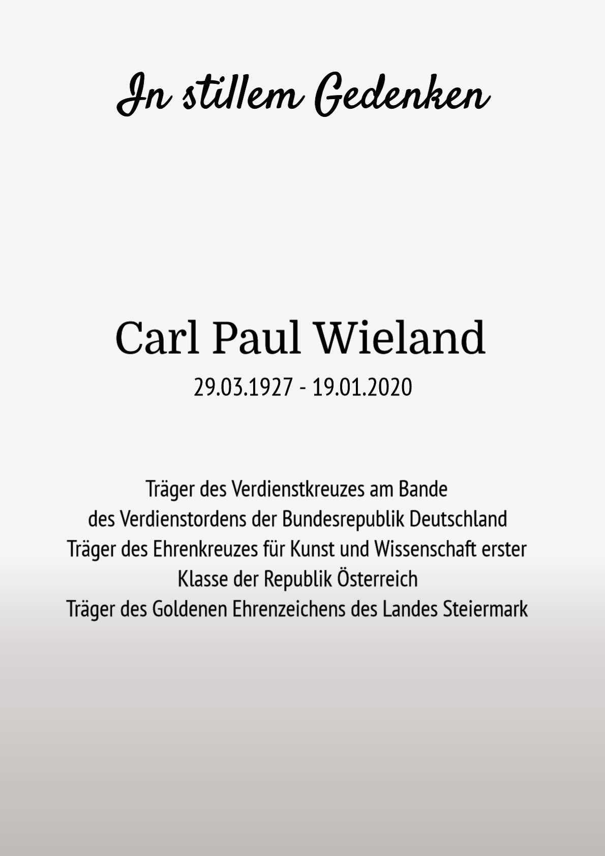 Traueranzeige von Carl Paul Wieland