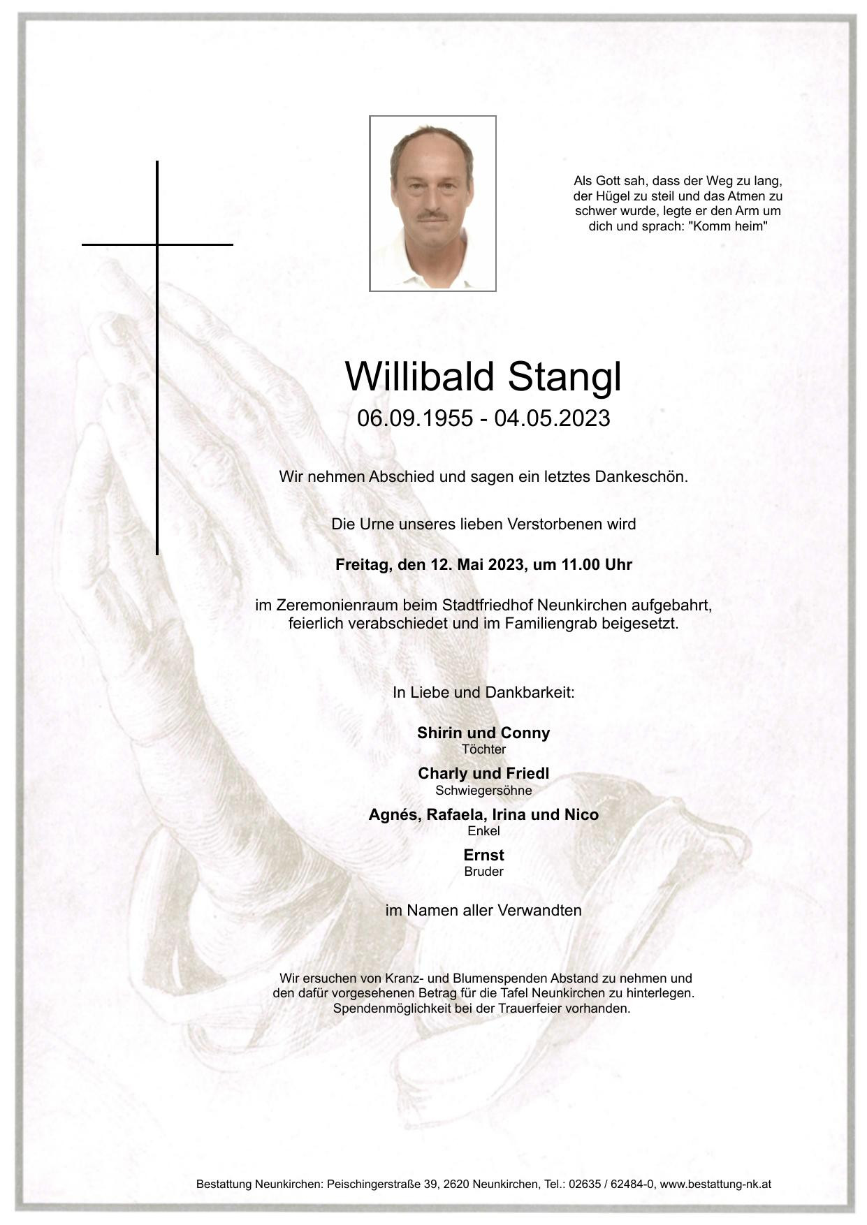 Traueranzeige von Willibald Stangl
