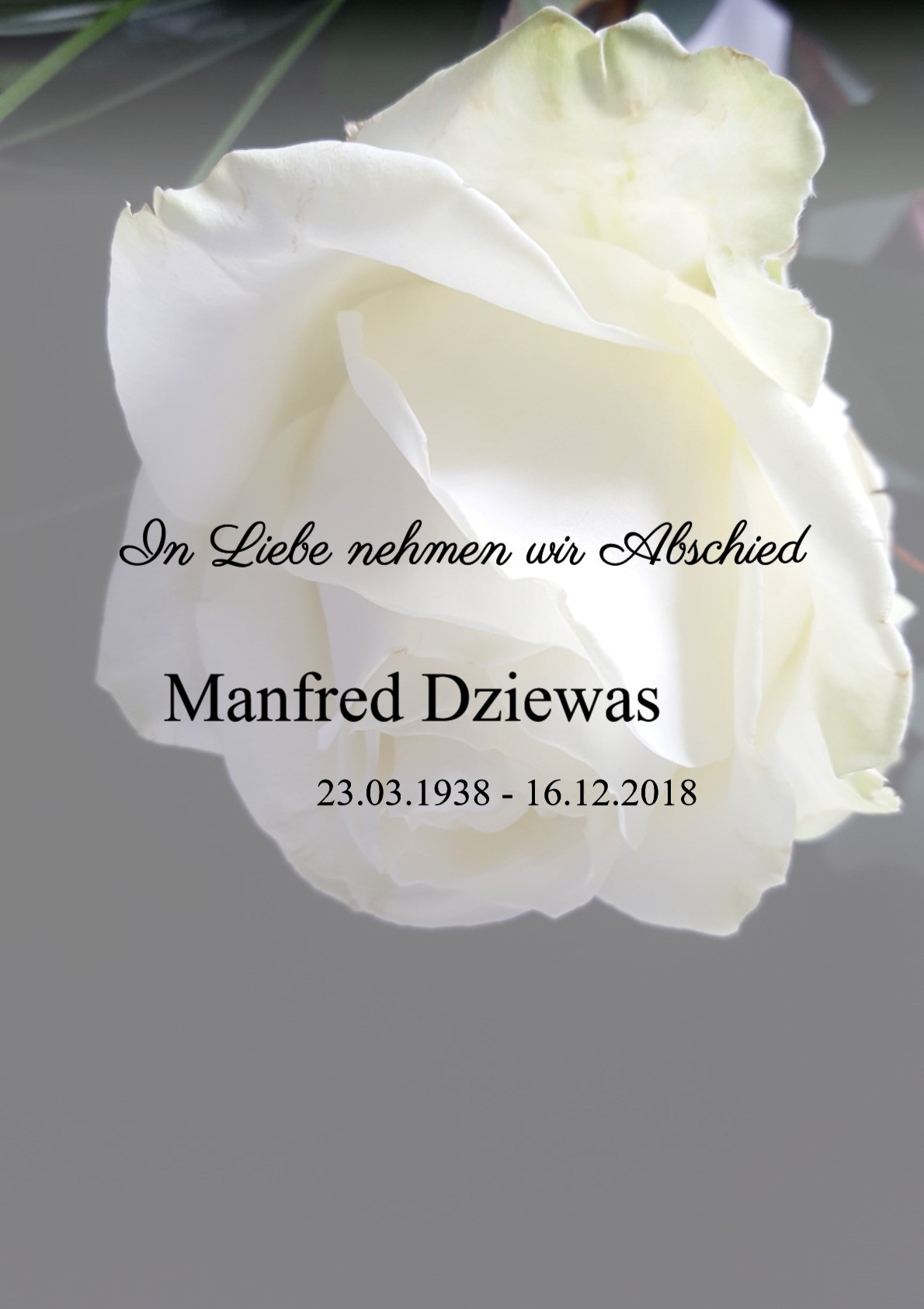 Traueranzeige von Manfred Dziewas