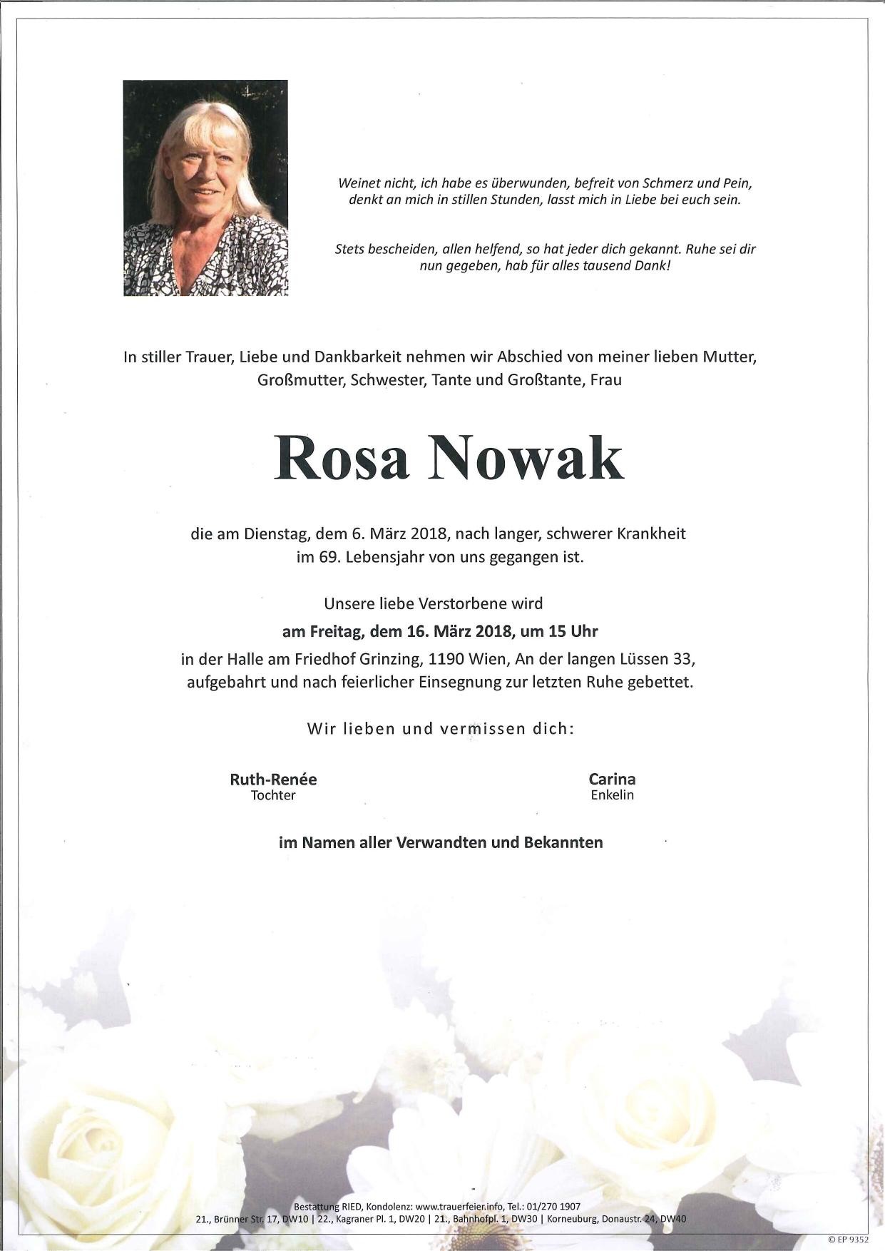 Traueranzeige von Rosa Nowak