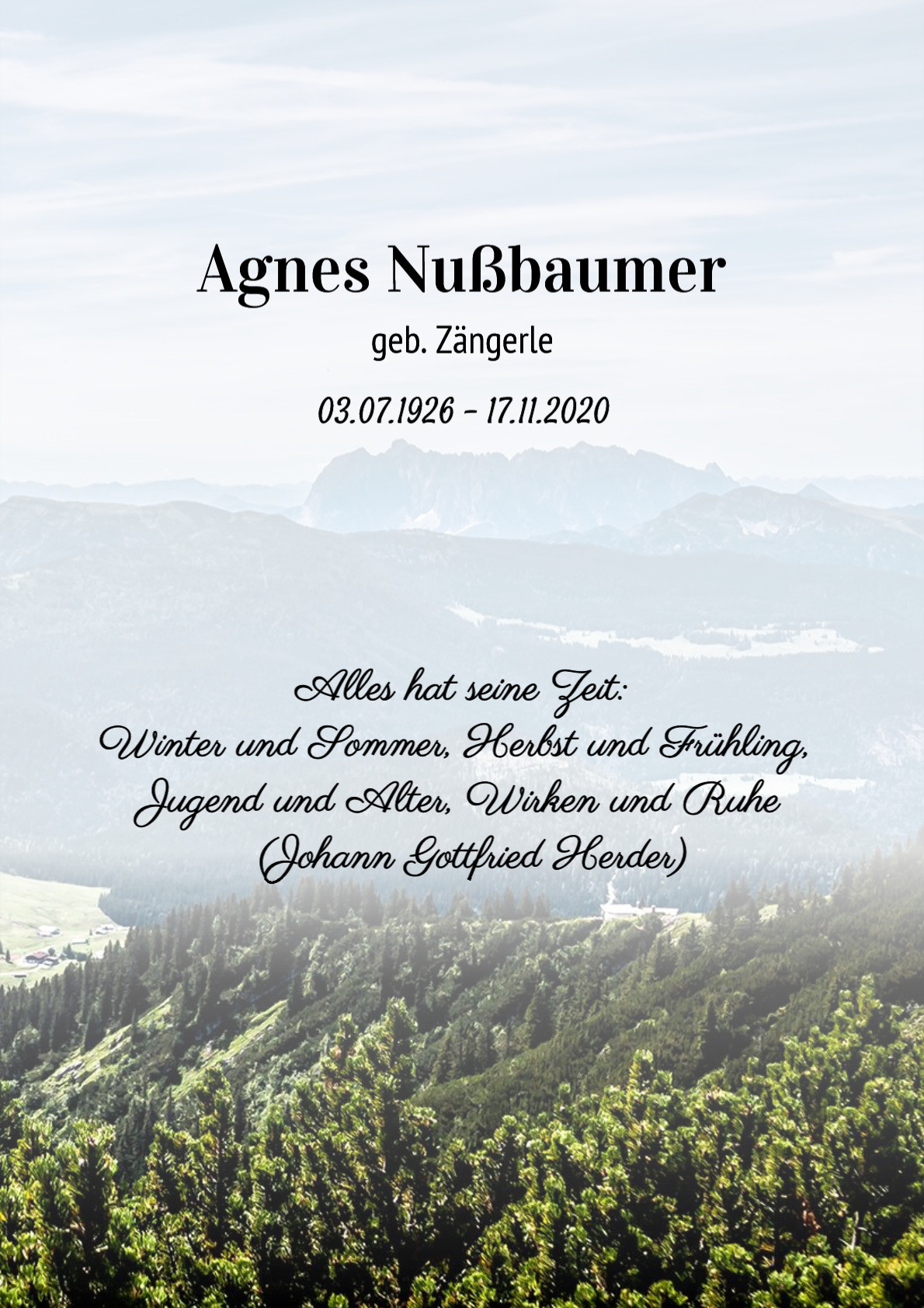 Traueranzeige von Agnes Nußbaumer