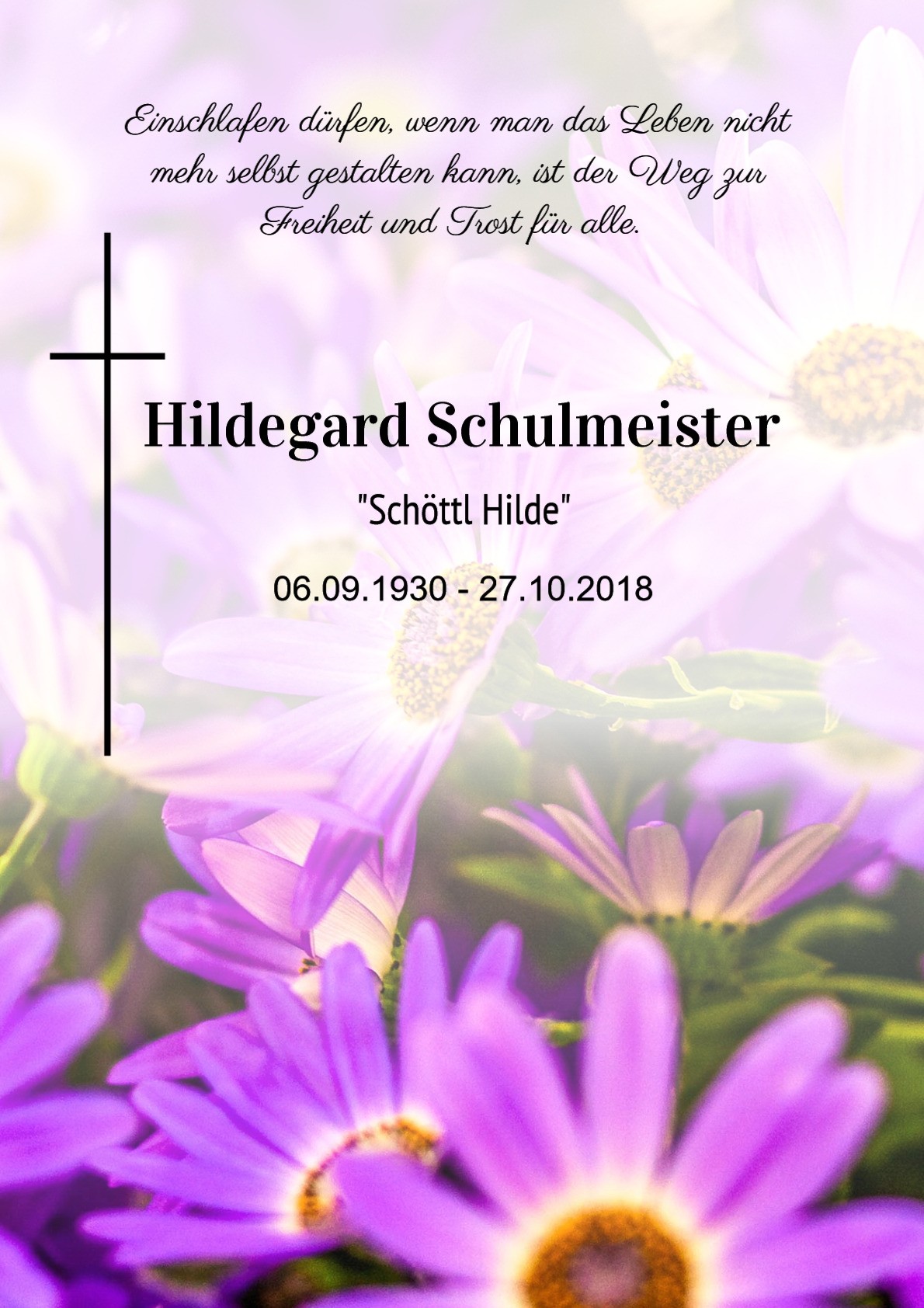 Traueranzeige von Hildegard Schulmeister